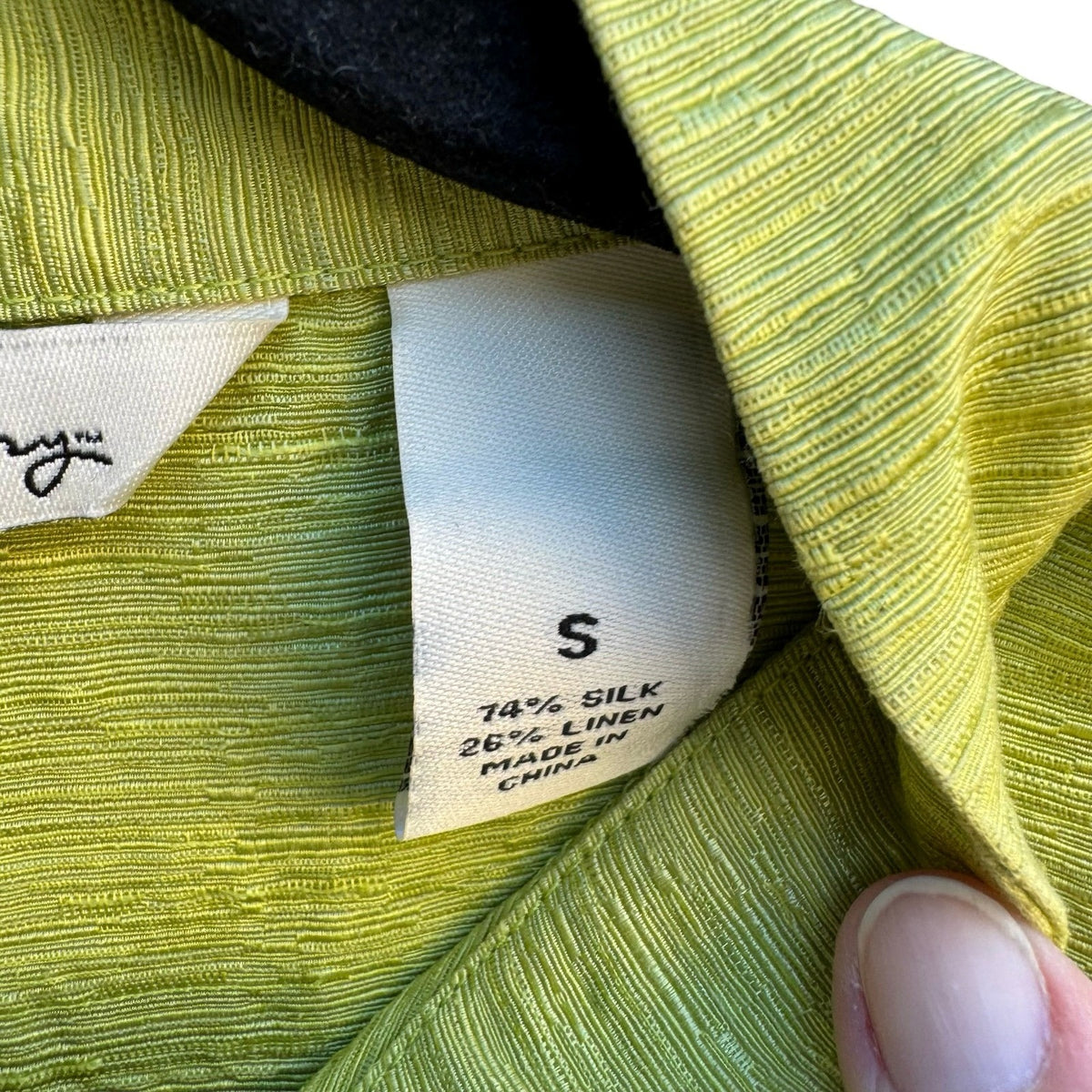 French Laundry Lime Green Silk Linen Sleeveless Mandarin Band Collar Blouse S