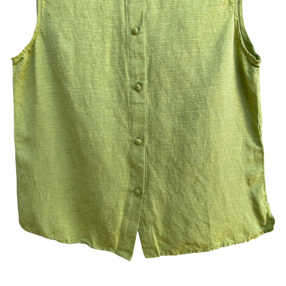French Laundry Lime Green Silk Linen Sleeveless Mandarin Band Collar Blouse S