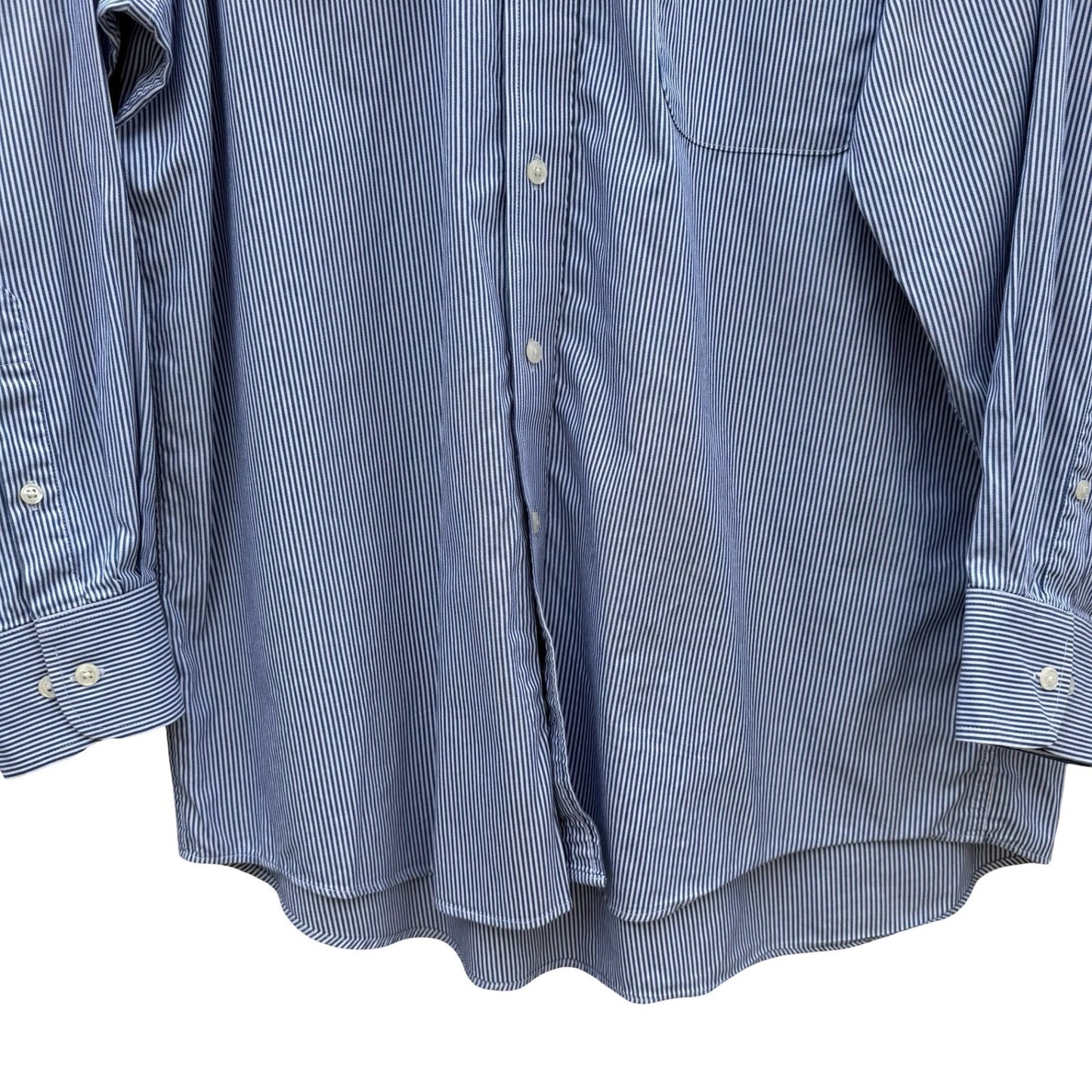 IZOD Vintage Mens Blue Striped 80s 2-Ply Pinpoint Oxford Shirt 16.5 32/33 L