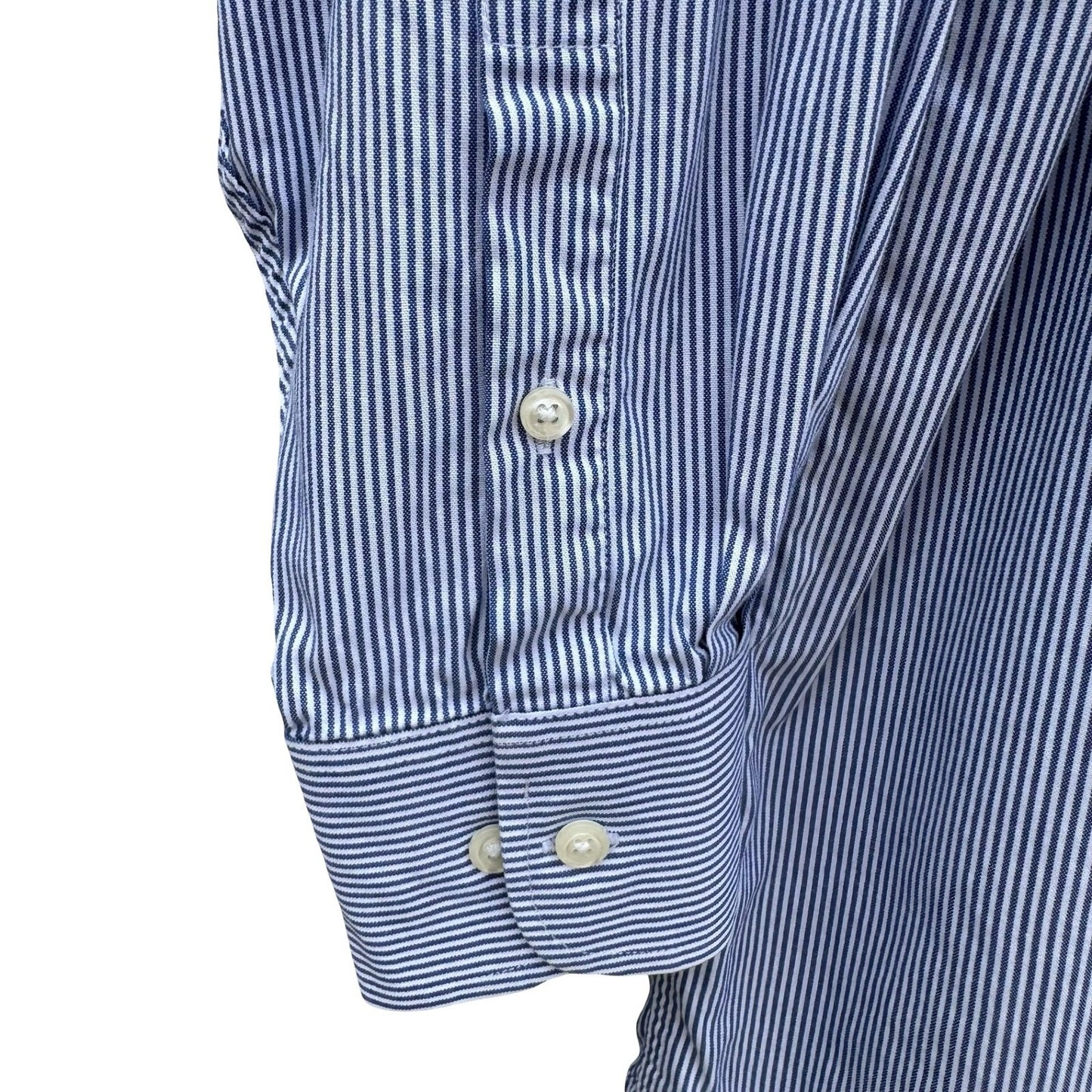 IZOD Vintage Mens Blue Striped 80s 2-Ply Pinpoint Oxford Shirt 16.5 32/33 L