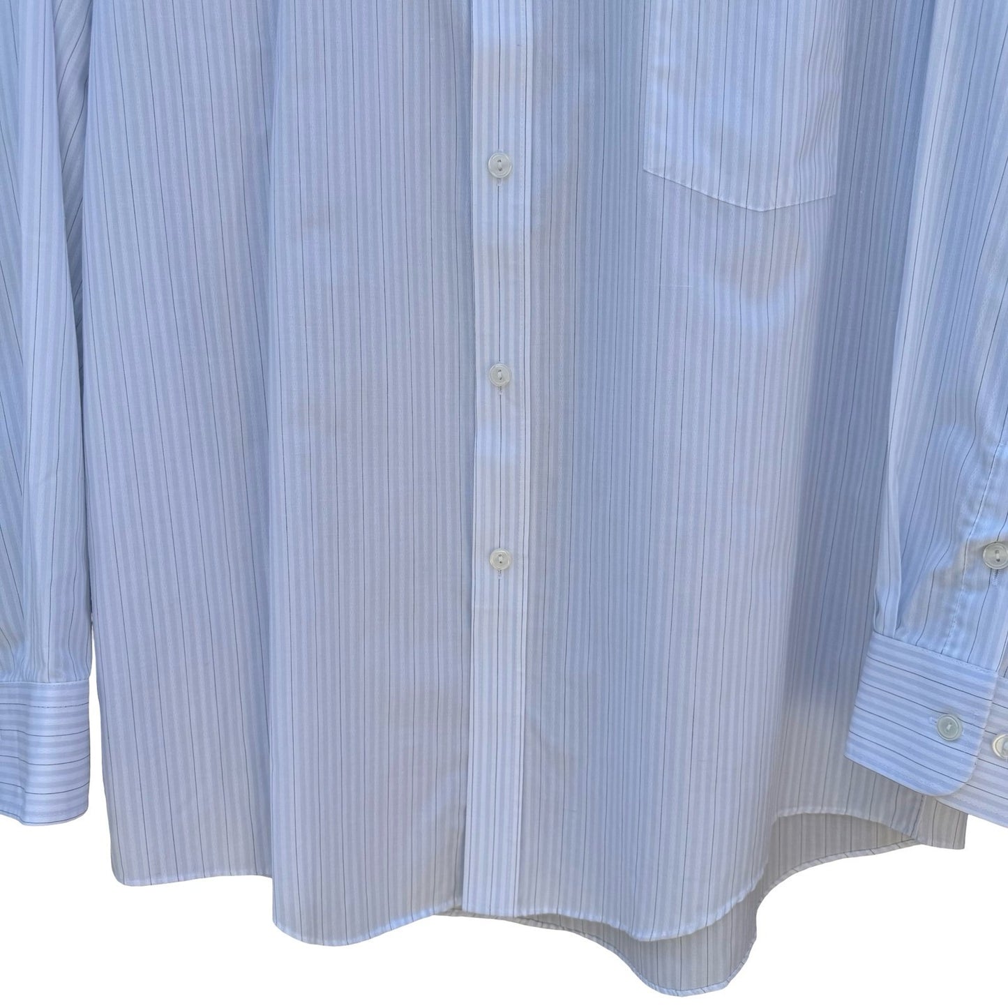 Daedo Mens Light Blue Pinstripe Button Down Shirt Long Sleeve Cotton Blend Large