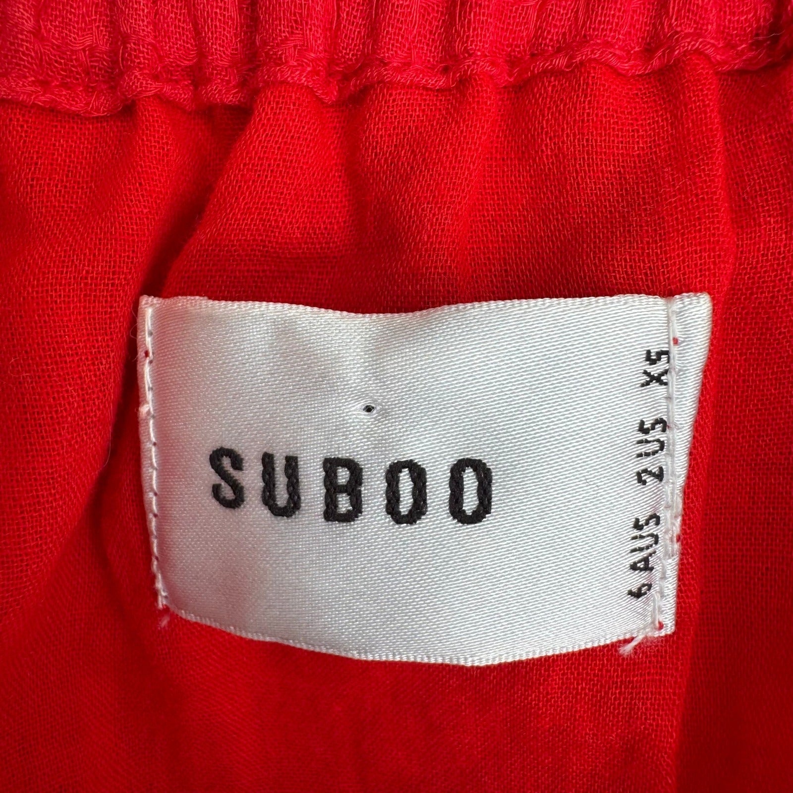 Suboo Romantic Boho Feminine Off Shoulder Ruffle Sleeve Peplum Tiered Top Red XS