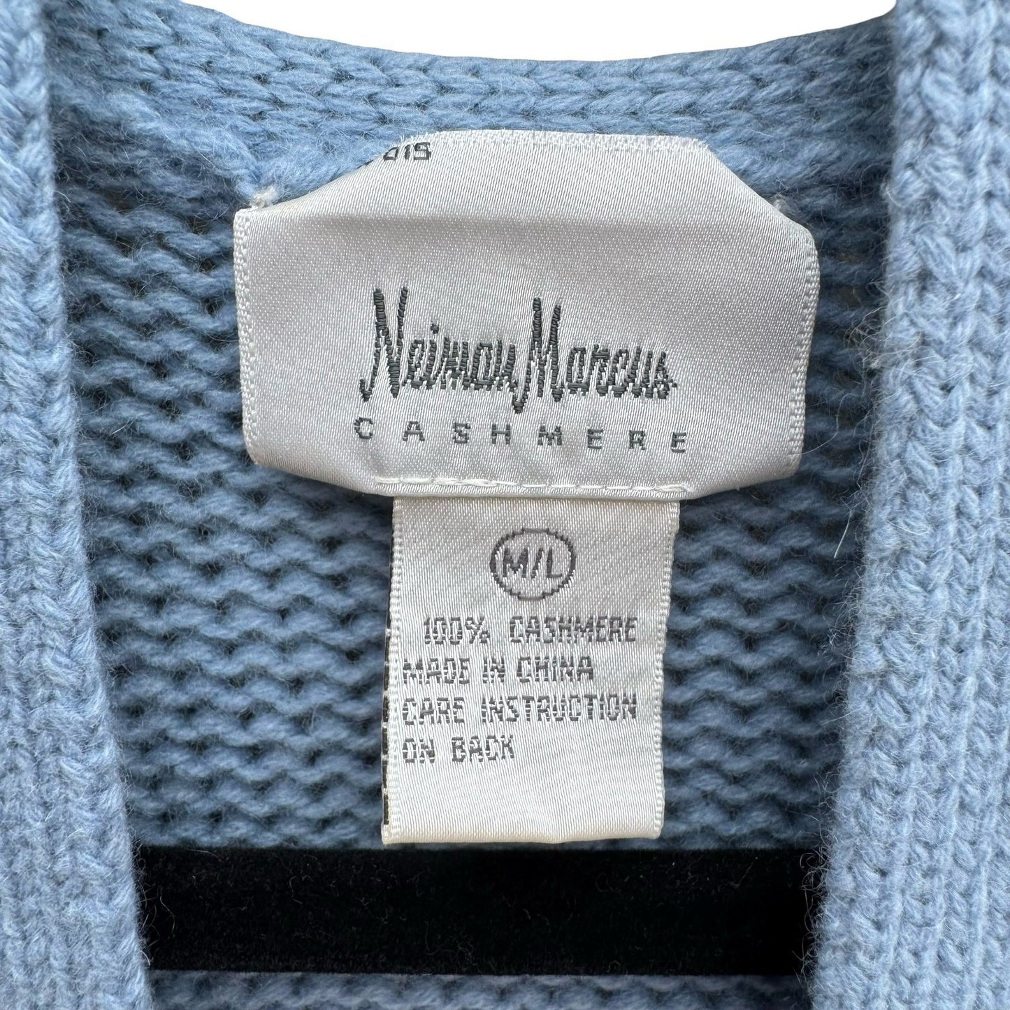 Neiman Marcus Cashmere Duster Cardigan Pastel Blue Longline Open Front Sweater L