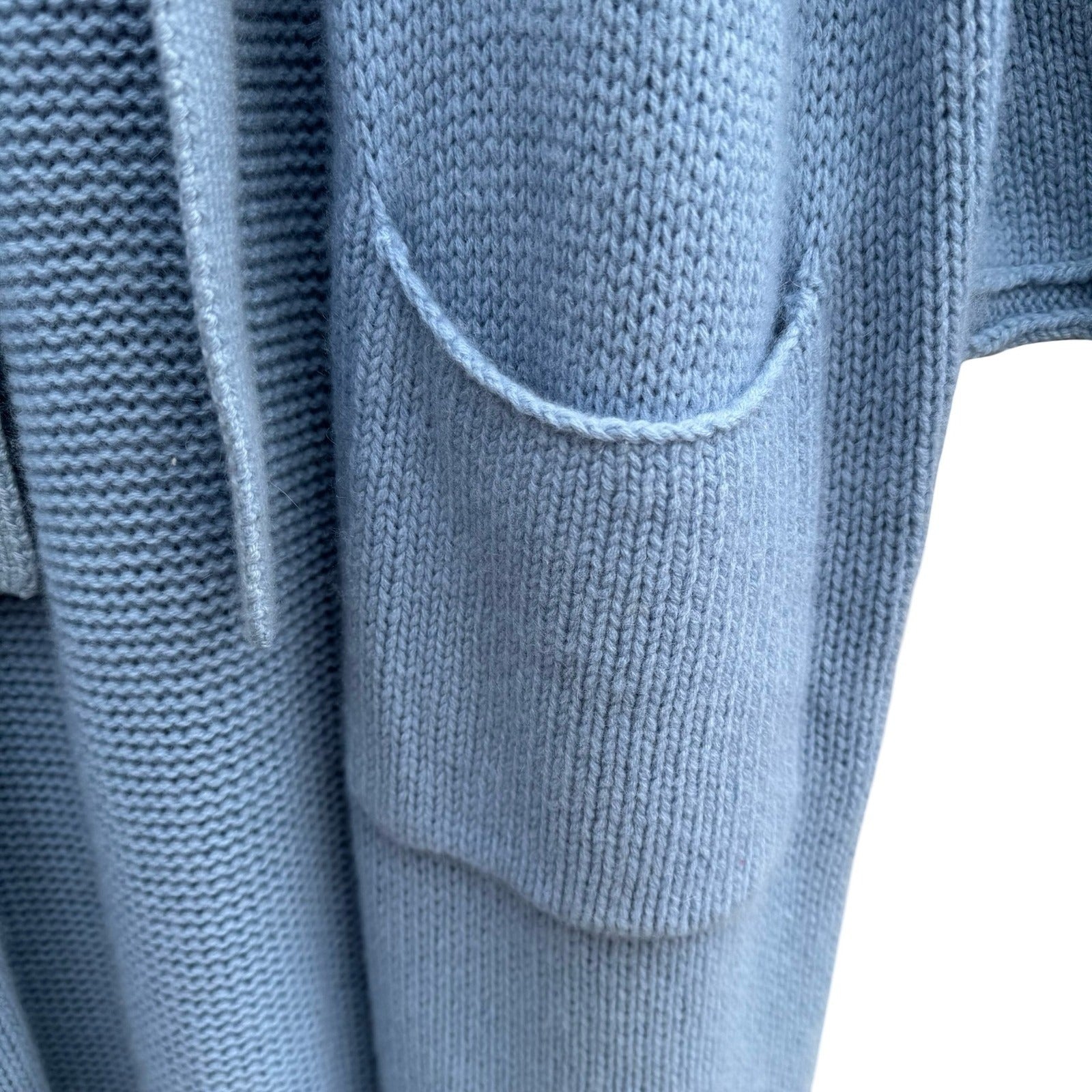 Neiman Marcus Cashmere Duster Cardigan Pastel Blue Longline Open Front Sweater L
