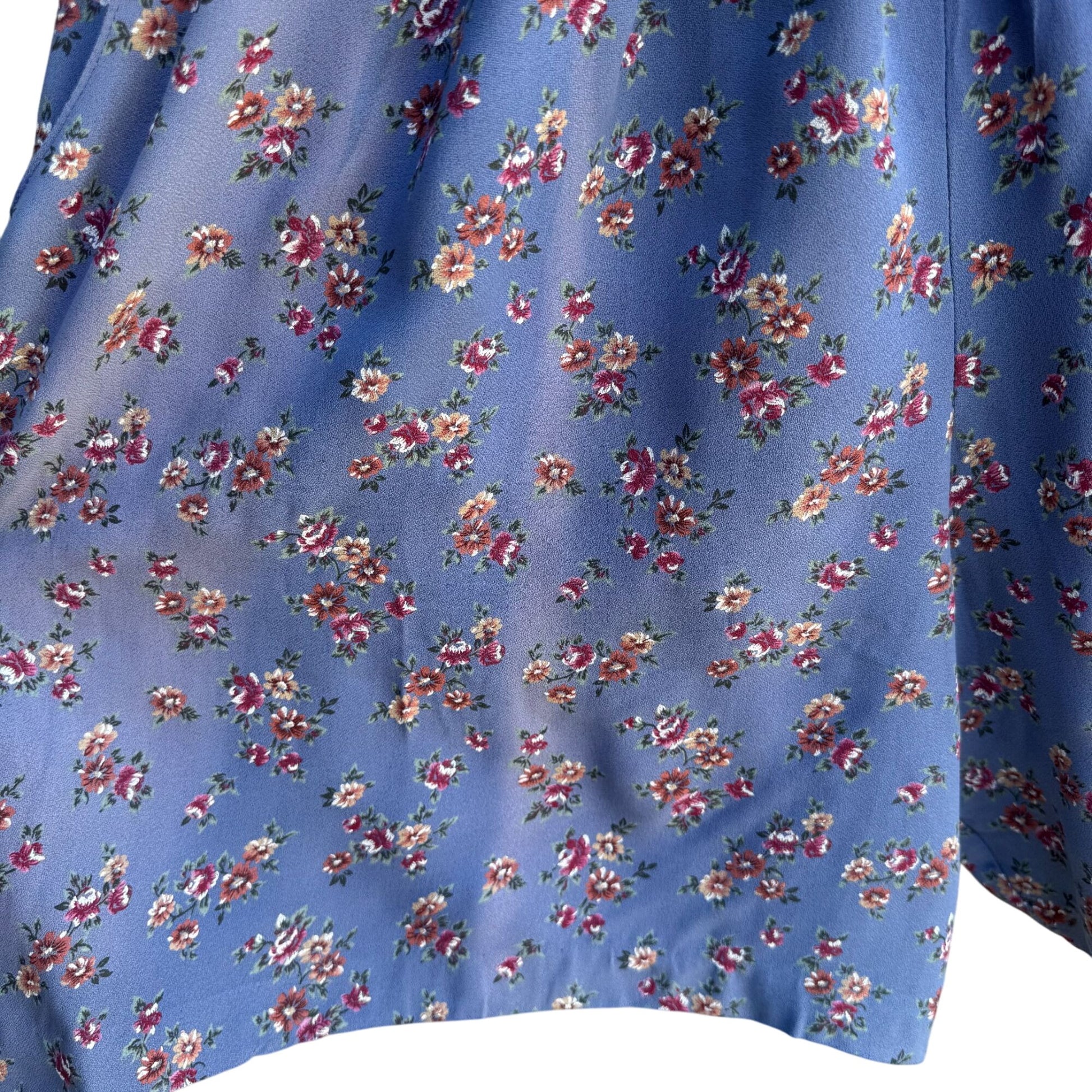 RJ Stevens Petites Vintage Womens Festival Blue Floral Short Sleeve Romper 10
