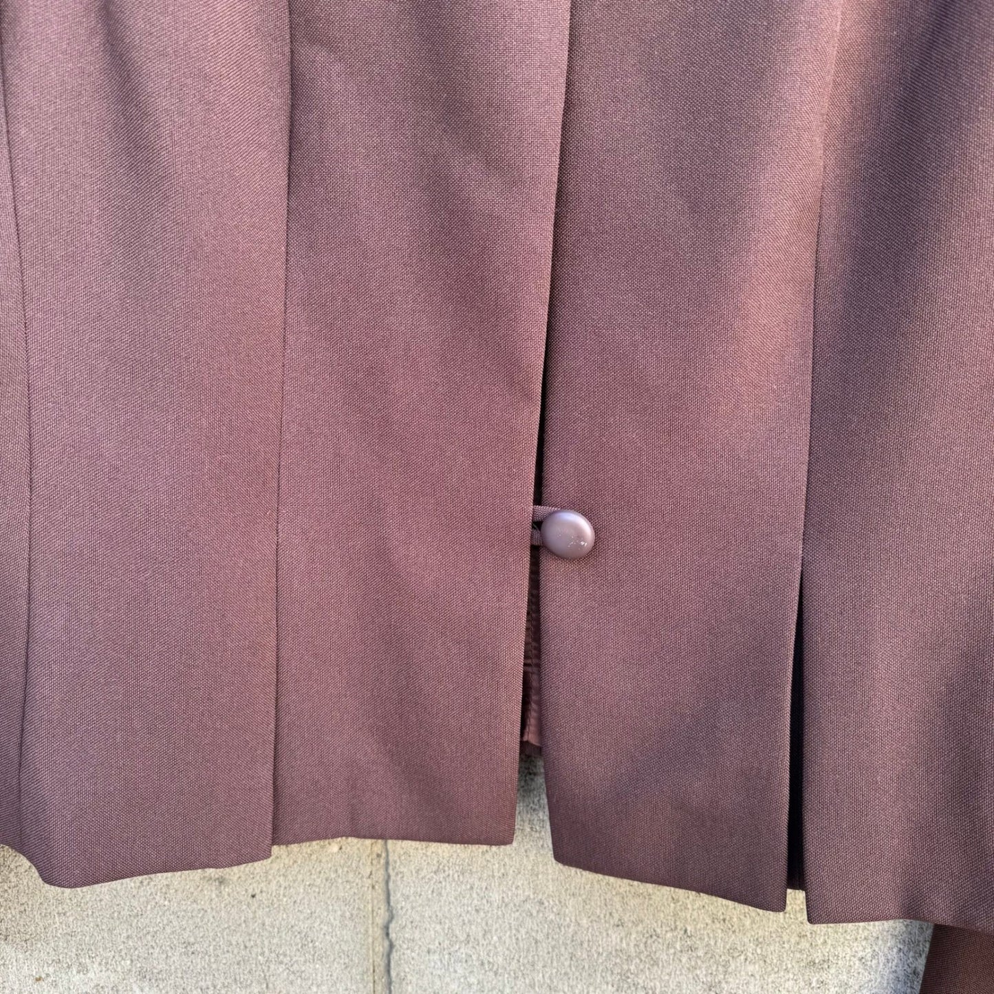 Vintage Brown Lined Skirt Suit Set Split Collar Jacket Pencil Skirt Professional