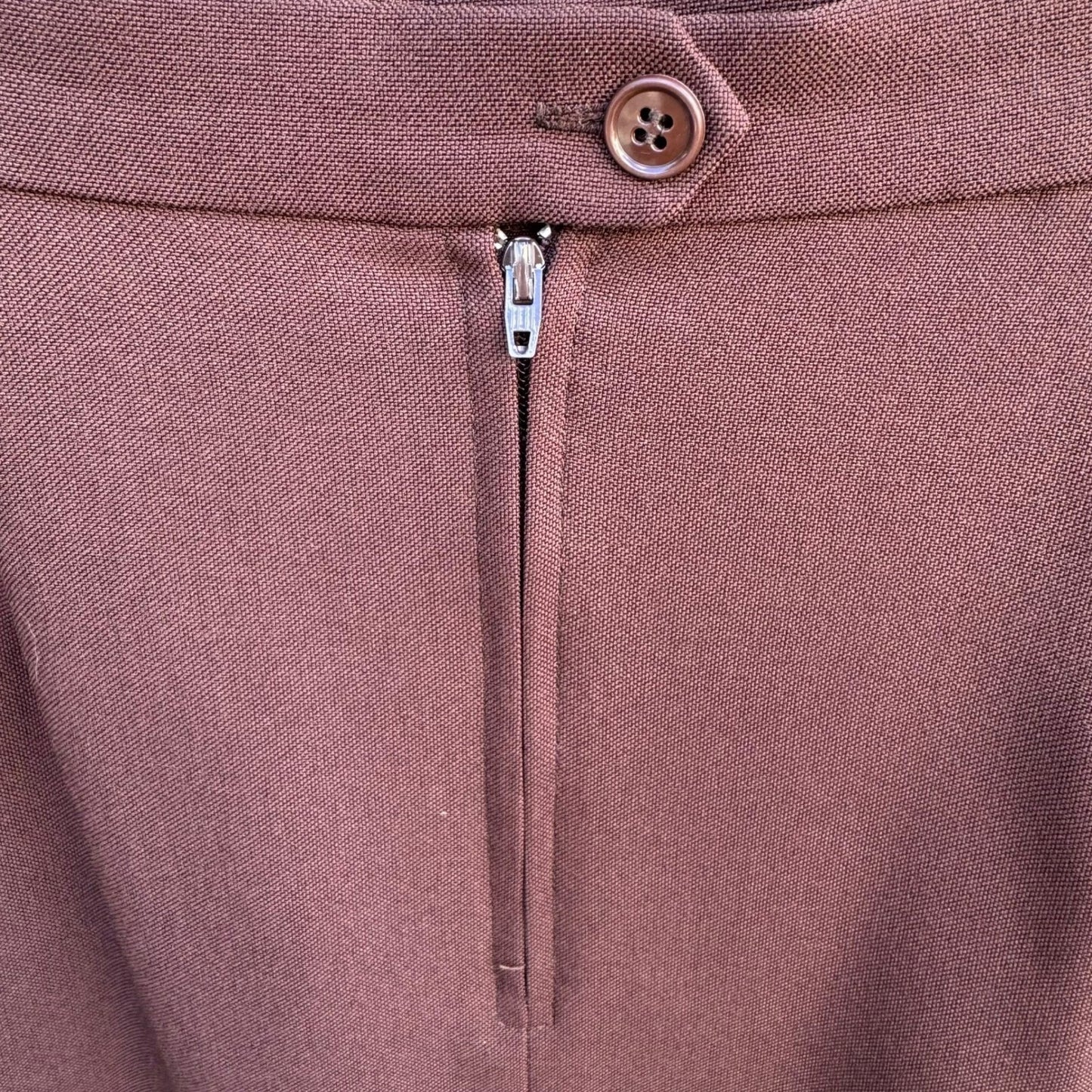 Vintage Brown Lined Skirt Suit Set Split Collar Jacket Pencil Skirt Professional