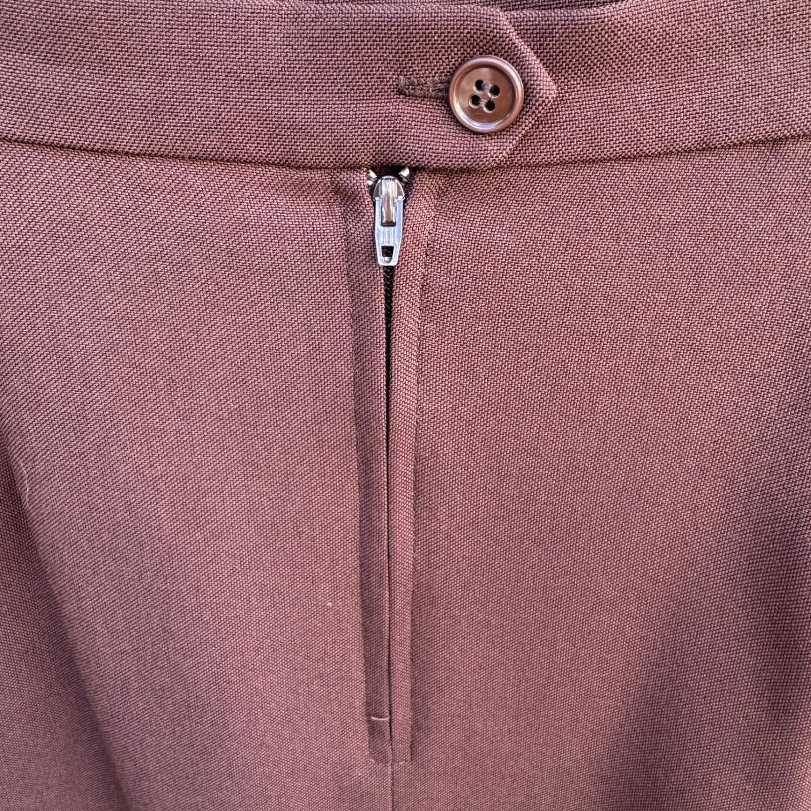Vintage Brown Lined Skirt Suit Set Split Collar Jacket Pencil Skirt Professional