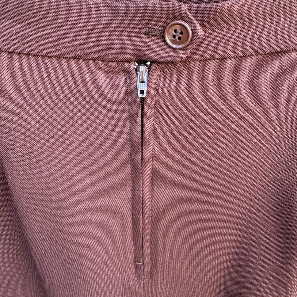 Vintage Brown Lined Skirt Suit Set Split Collar Jacket Pencil Skirt Professional