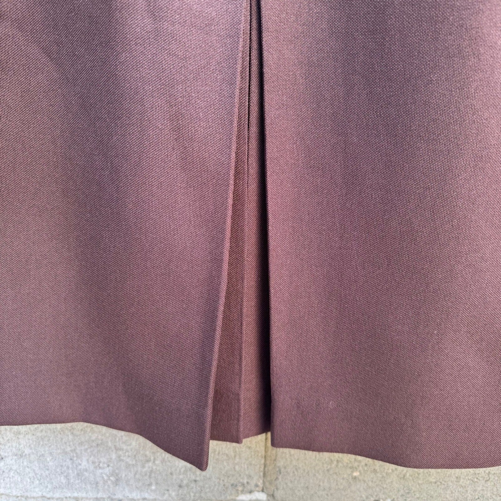 Vintage Brown Lined Skirt Suit Set Split Collar Jacket Pencil Skirt Professional