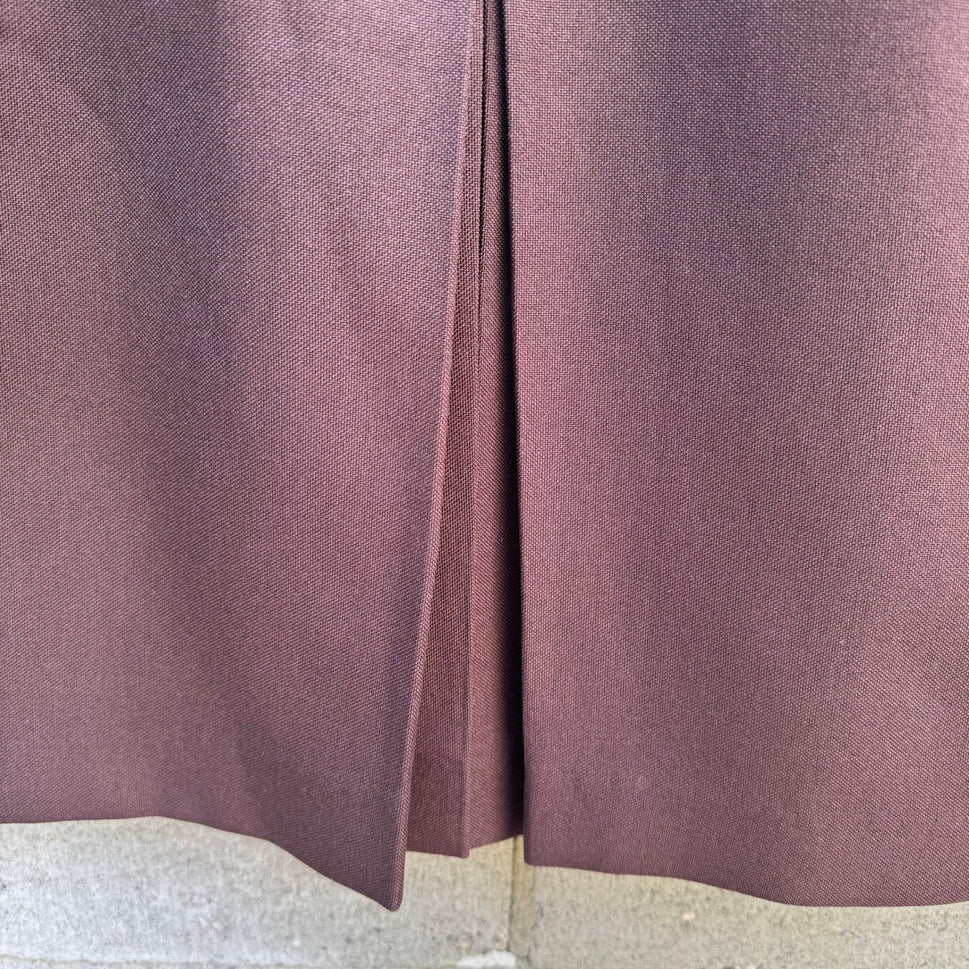 Vintage Brown Lined Skirt Suit Set Split Collar Jacket Pencil Skirt Professional