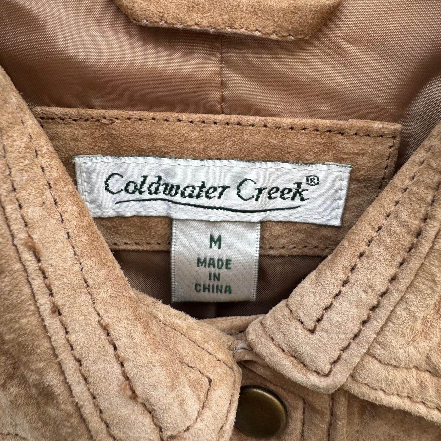 Coldwater Creek Womens Tan Suede Leather Snap Front Western Jacket Size M H26841