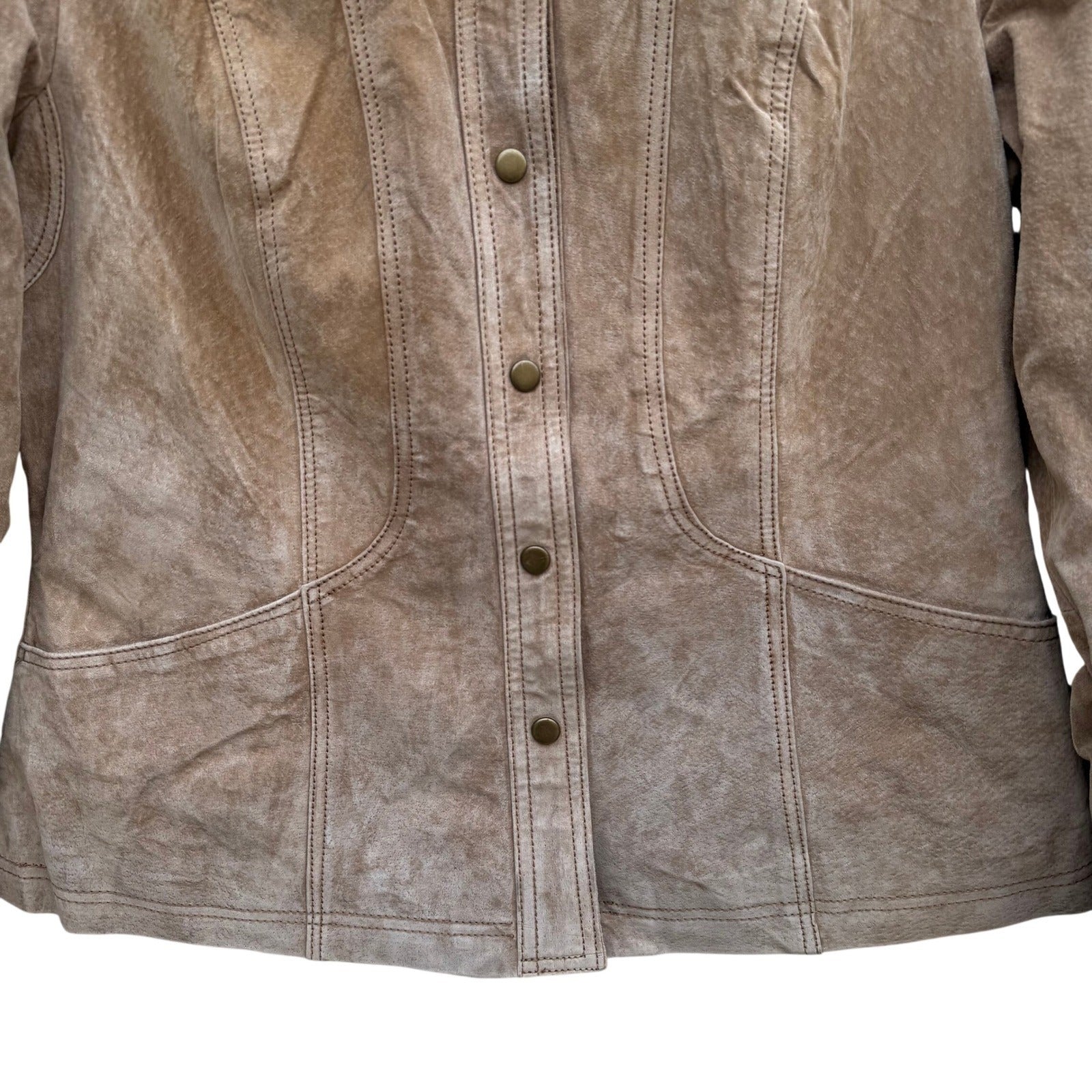 Coldwater Creek Womens Tan Suede Leather Snap Front Western Jacket Size M H26841
