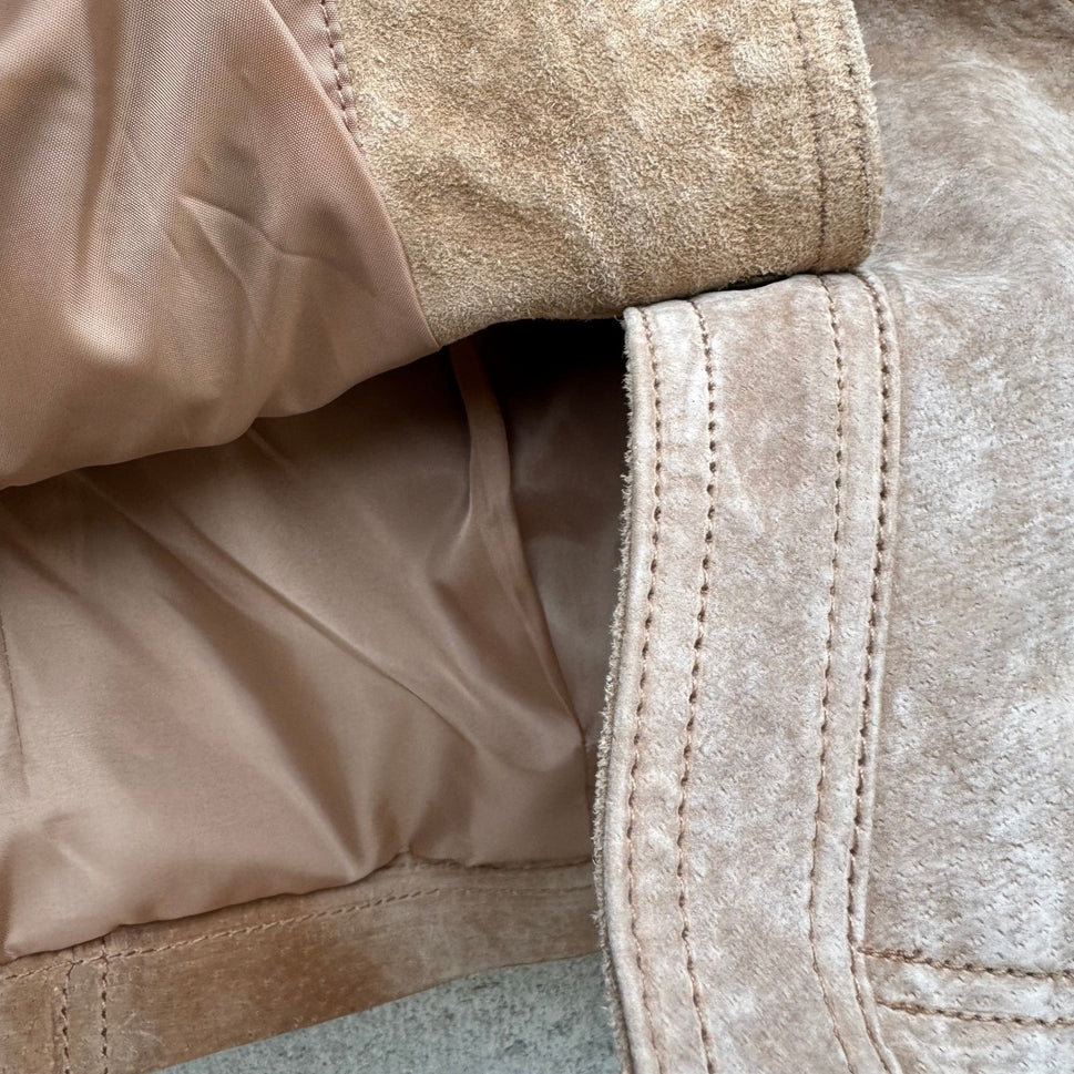 Coldwater Creek Womens Tan Suede Leather Snap Front Western Jacket Size M H26841