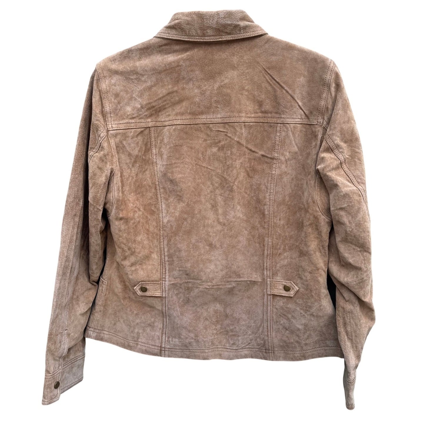 Coldwater Creek Womens Tan Suede Leather Snap Front Western Jacket Size M H26841