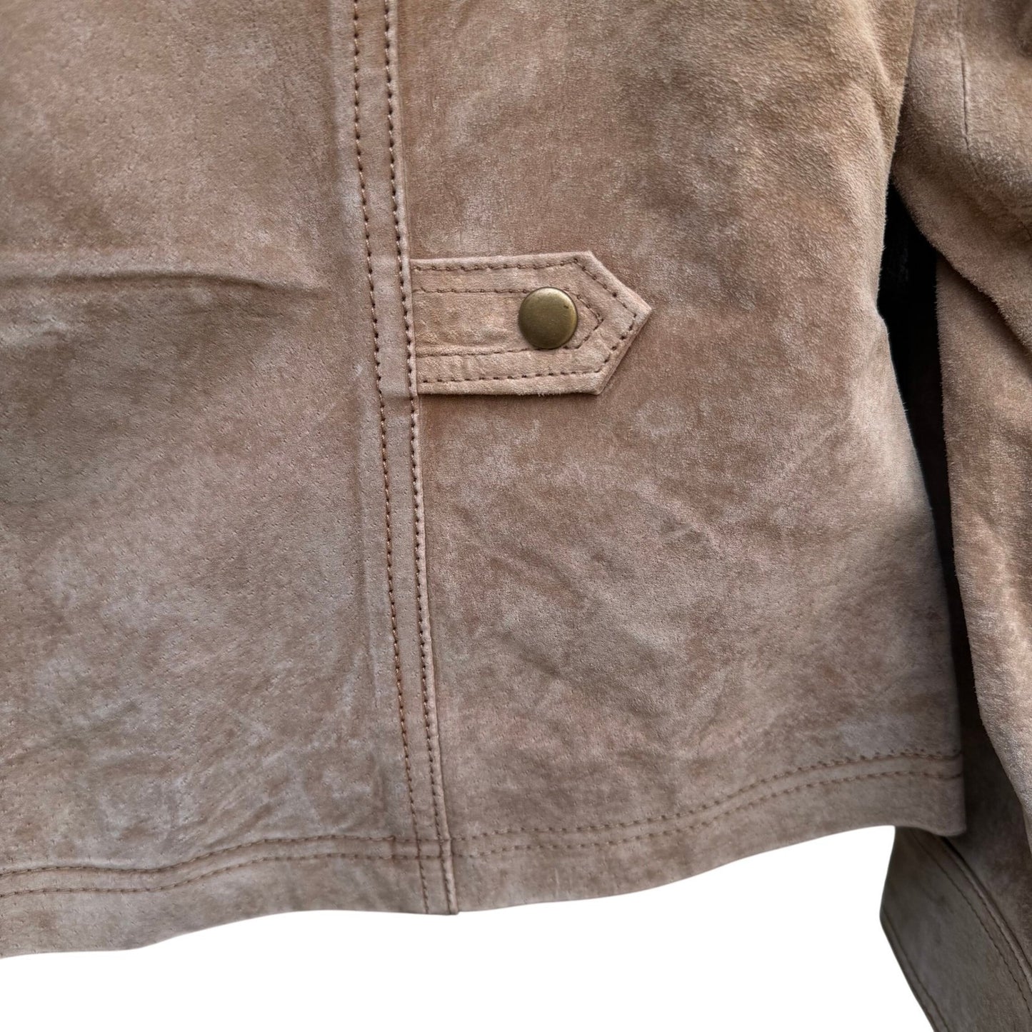 Coldwater Creek Womens Tan Suede Leather Snap Front Western Jacket Size M H26841