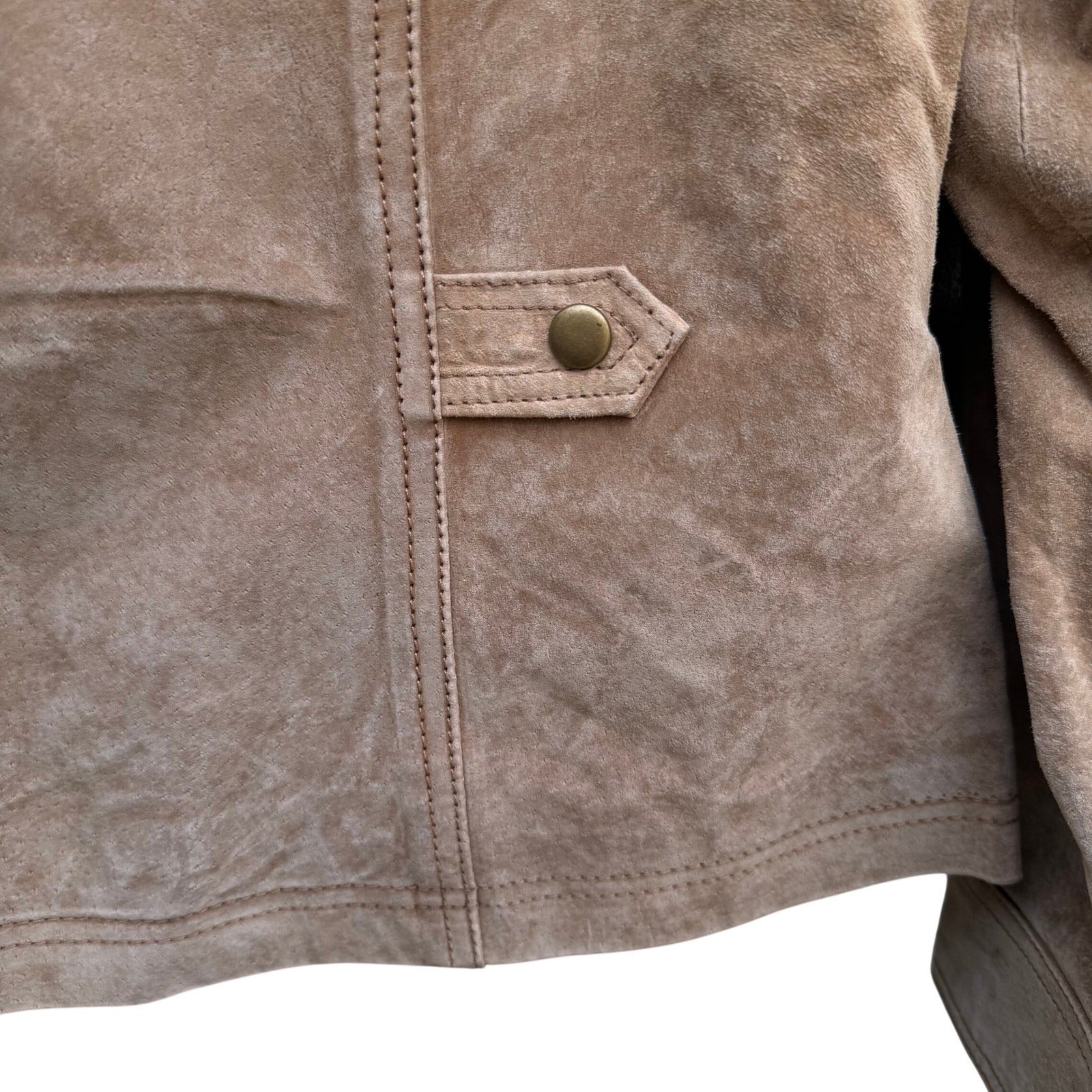 Coldwater Creek Womens Tan Suede Leather Snap Front Western Jacket Size M H26841