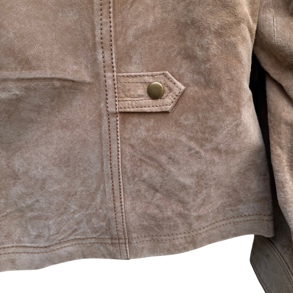 Coldwater Creek Womens Tan Suede Leather Snap Front Western Jacket Size M H26841
