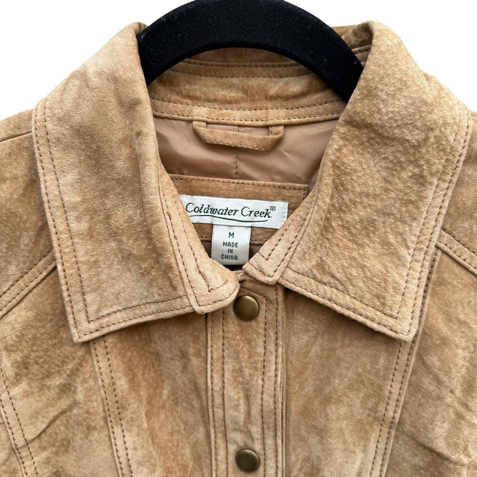 Coldwater Creek Womens Tan Suede Leather Snap Front Western Jacket Size M H26841