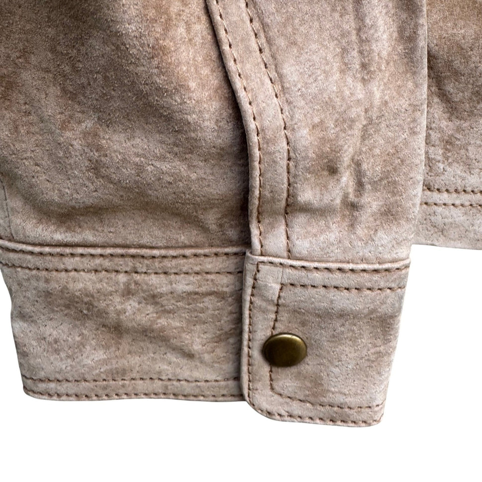 Coldwater Creek Womens Tan Suede Leather Snap Front Western Jacket Size M H26841