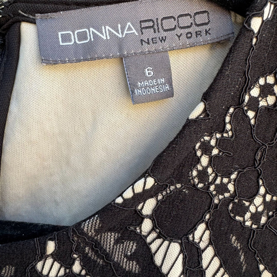 Donna Ricco New York Womens Black Lace Crochet Sleeveless Floral Party Dress 6