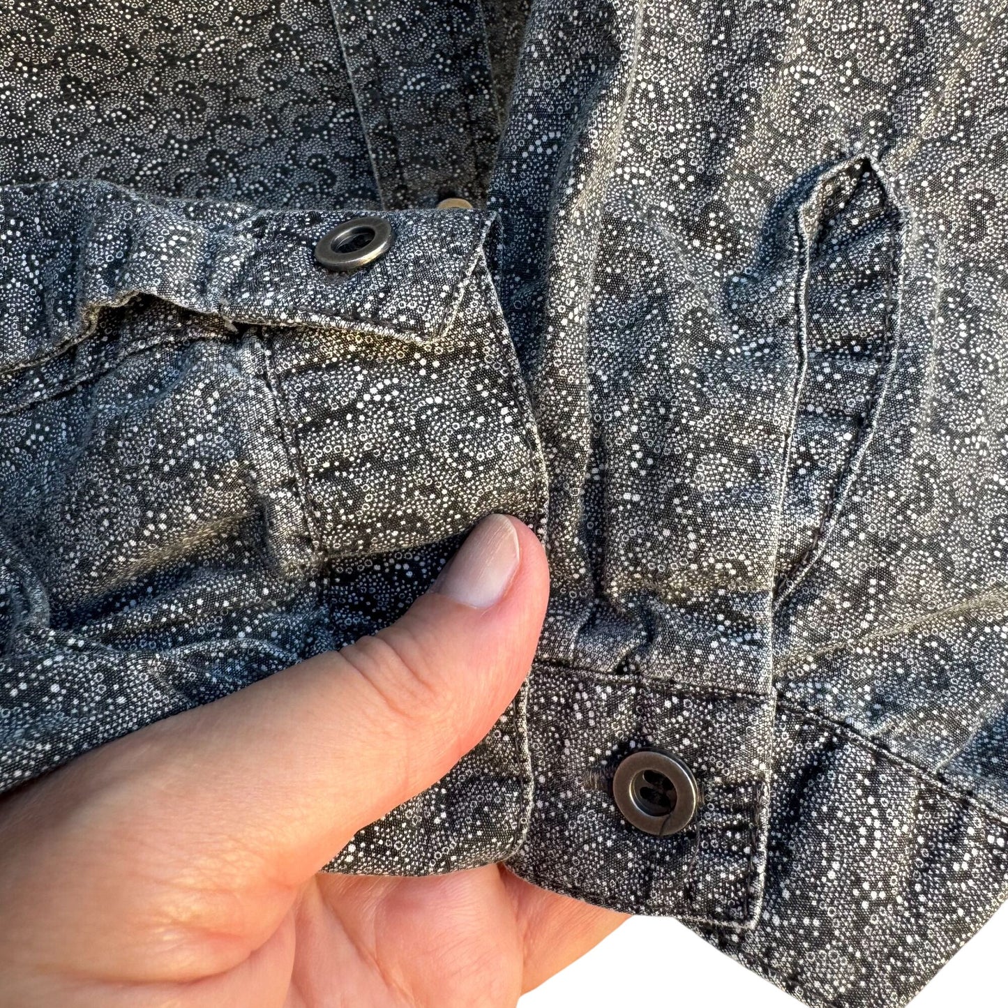 Scully Vintage Mens Band Collar Paisley Western Long Sleeve Blue Gray Shirts XL