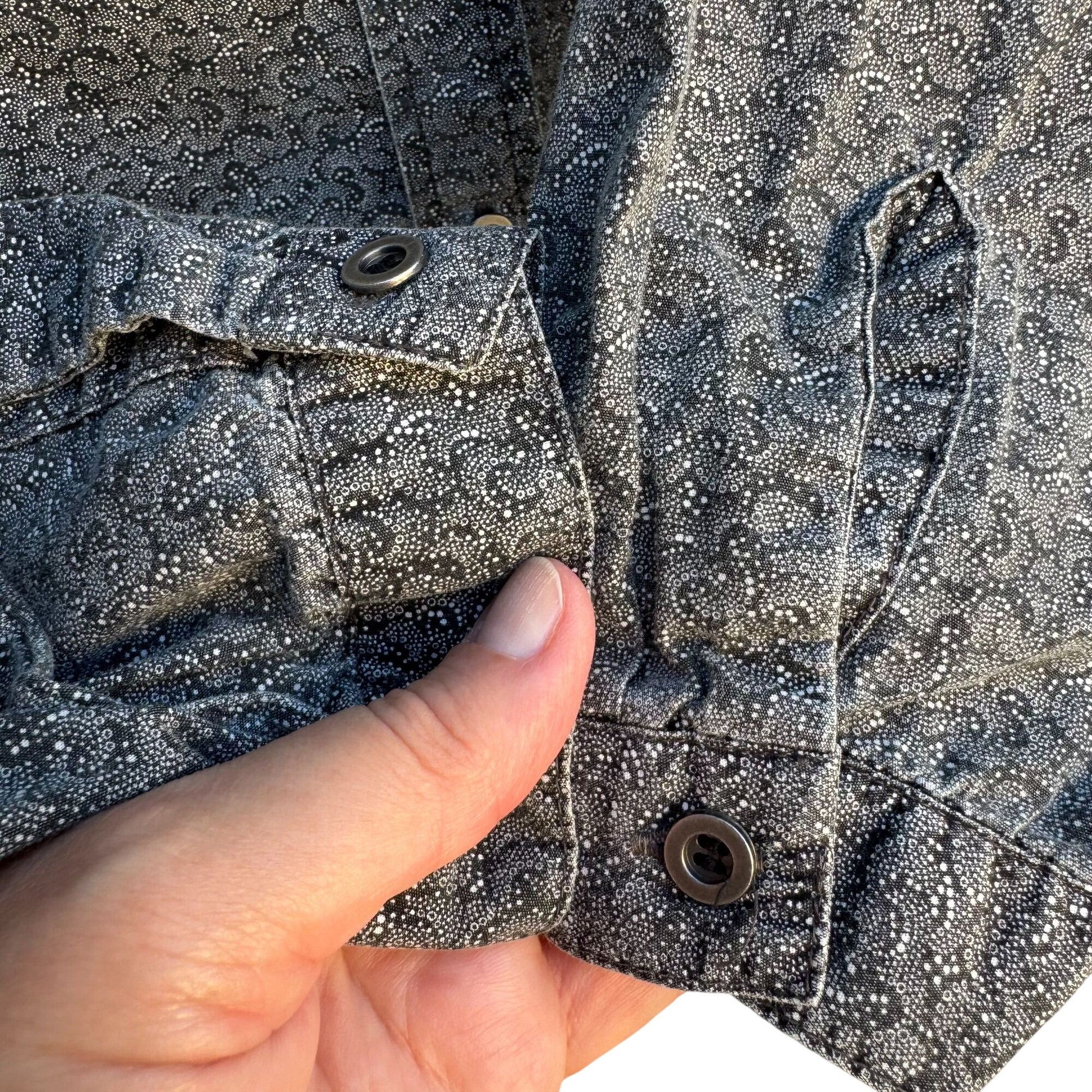 Scully Vintage Mens Band Collar Paisley Western Long Sleeve Blue Gray Shirts XL