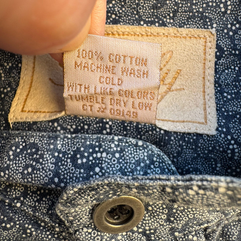 Scully Vintage Mens Band Collar Paisley Western Long Sleeve Blue Gray Shirts XL