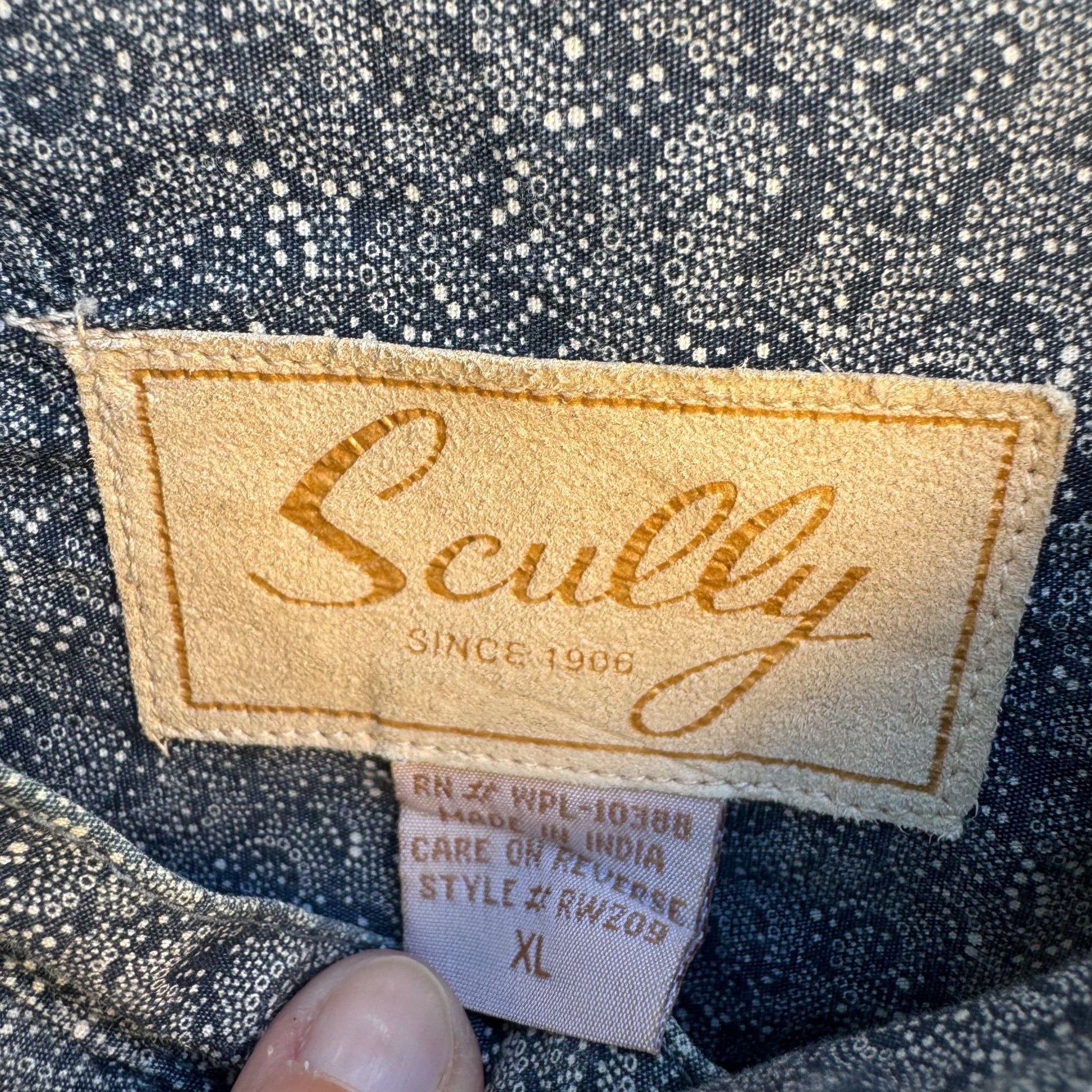 Scully Vintage Mens Band Collar Paisley Western Long Sleeve Blue Gray Shirts XL