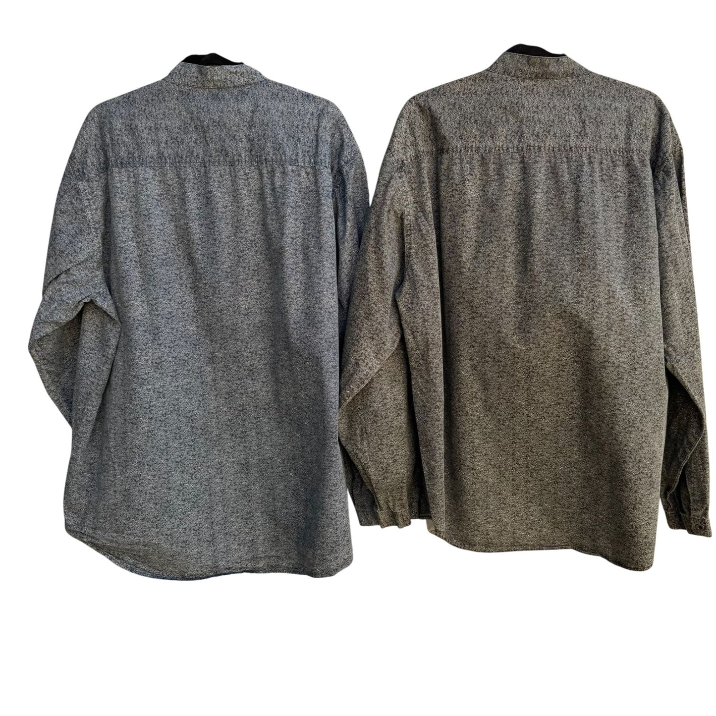 Scully Vintage Mens Band Collar Paisley Western Long Sleeve Blue Gray Shirts XL