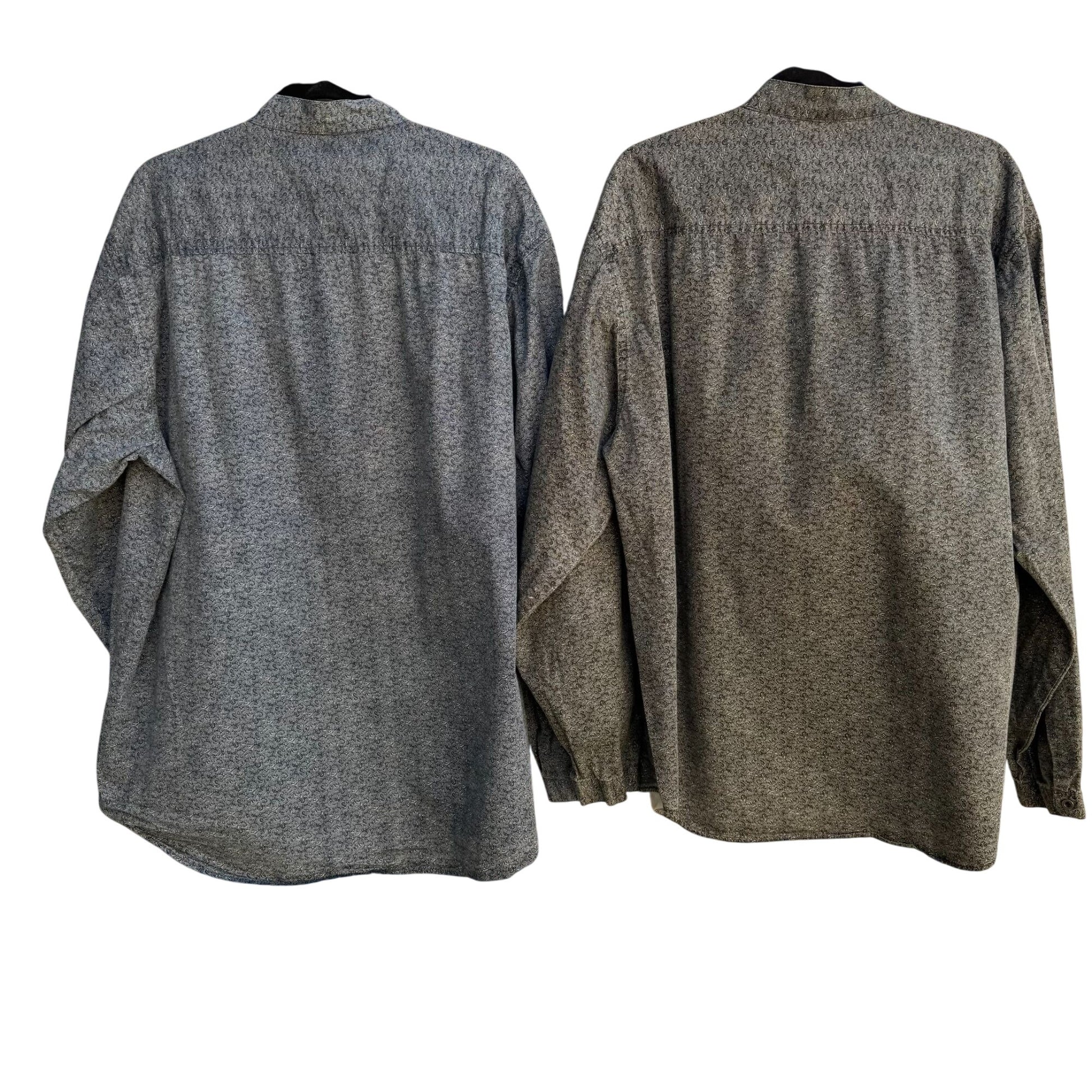 Scully Vintage Mens Band Collar Paisley Western Long Sleeve Blue Gray Shirts XL