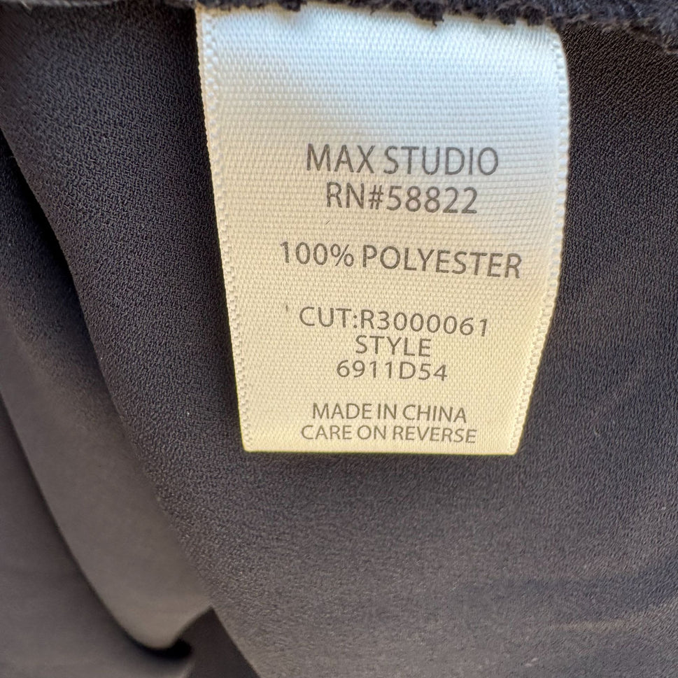 Max Studio Black Boho Long-Sleeve Lace-Up Floral Print Ruffle Trim Tassel Dress M