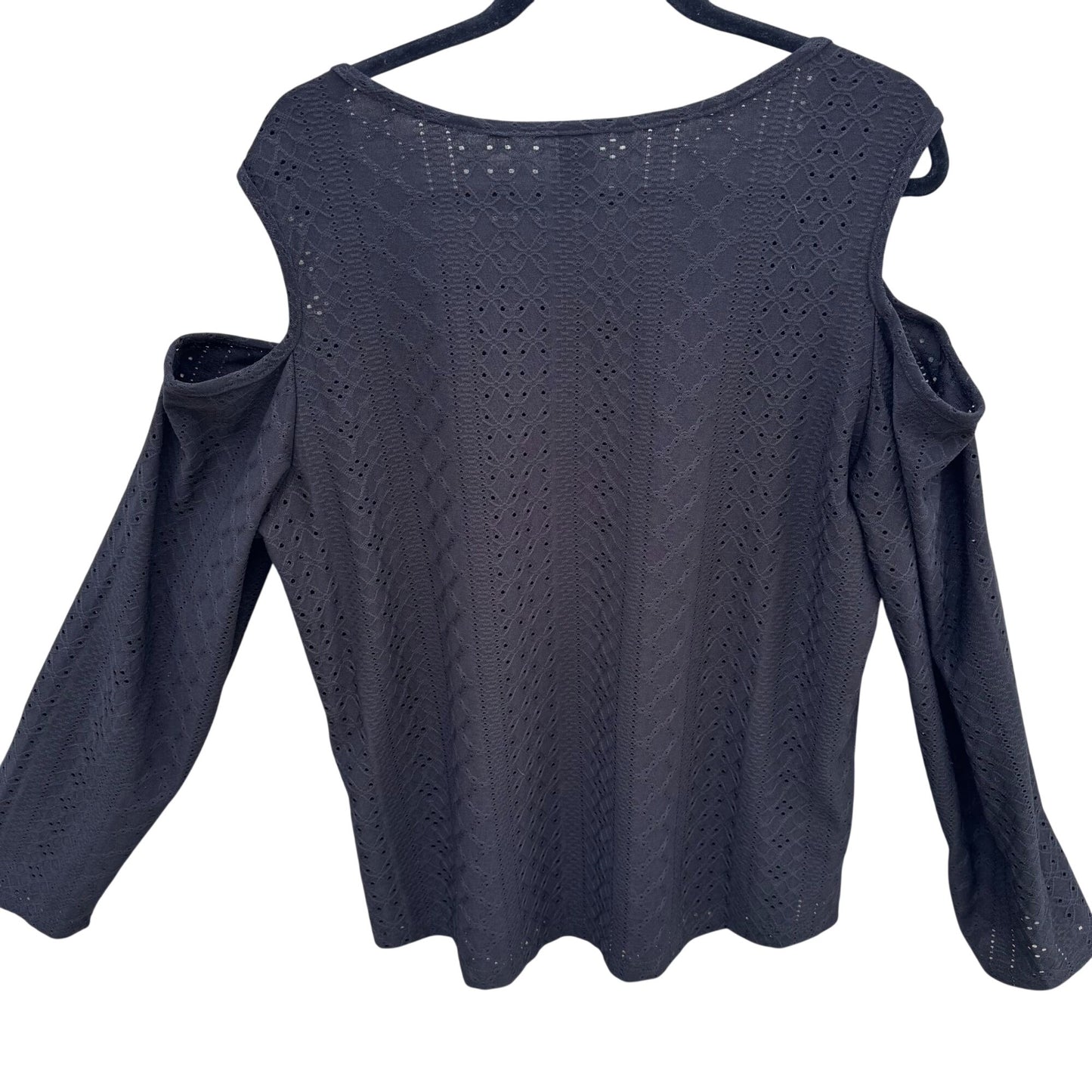 Ranlege Cold Shoulder Black Top Gold Ring Accents Womens XL Lace Crochet Eyelet