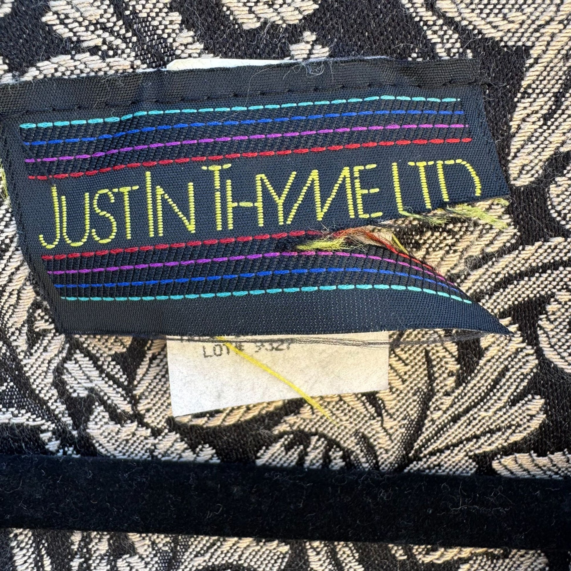 Just In Thyme Vintage Womens Leaf Pattern Brocade Cuff Sleeve Open Front Blazer