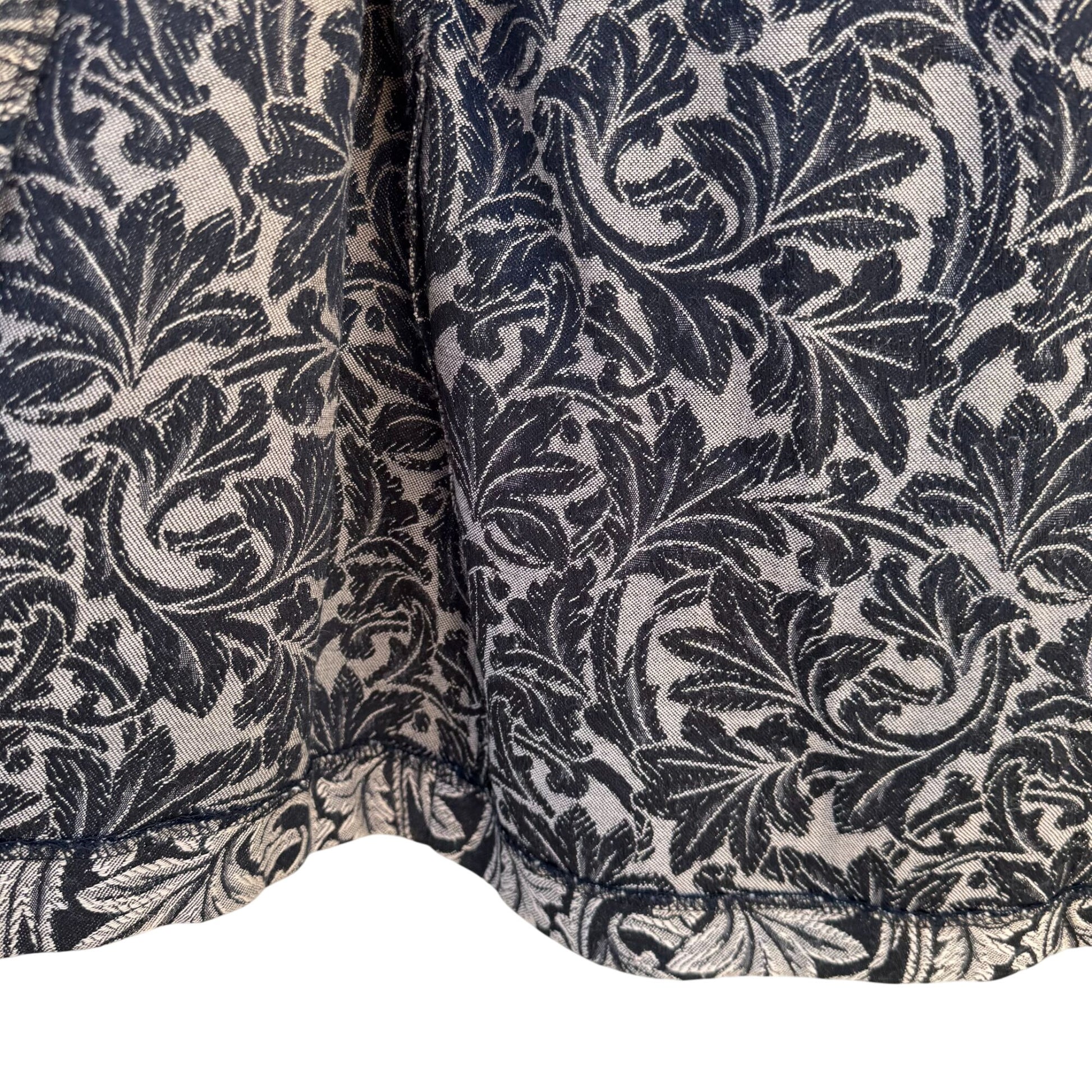 Just In Thyme Vintage Womens Leaf Pattern Brocade Cuff Sleeve Open Front Blazer