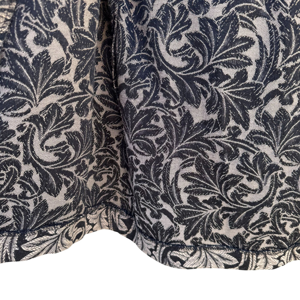 Just In Thyme Vintage Womens Leaf Pattern Brocade Cuff Sleeve Open Front Blazer