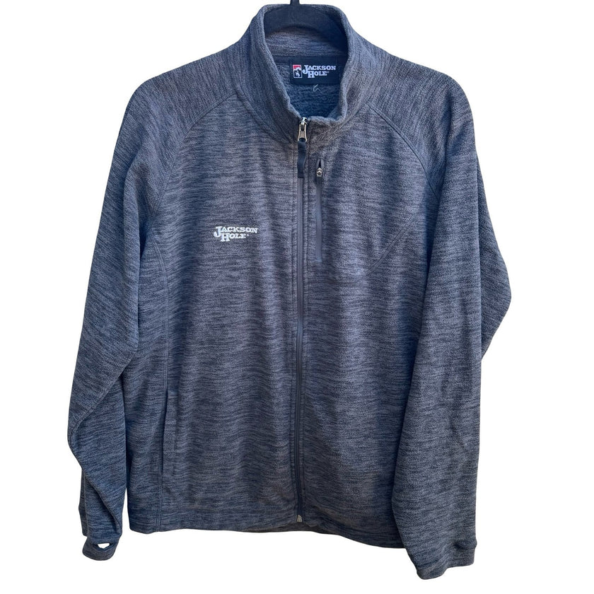 Jackson Hole Gorpcore Outdoor Techwear Zip Space Dye Fleece Jacket Mens Gray L
