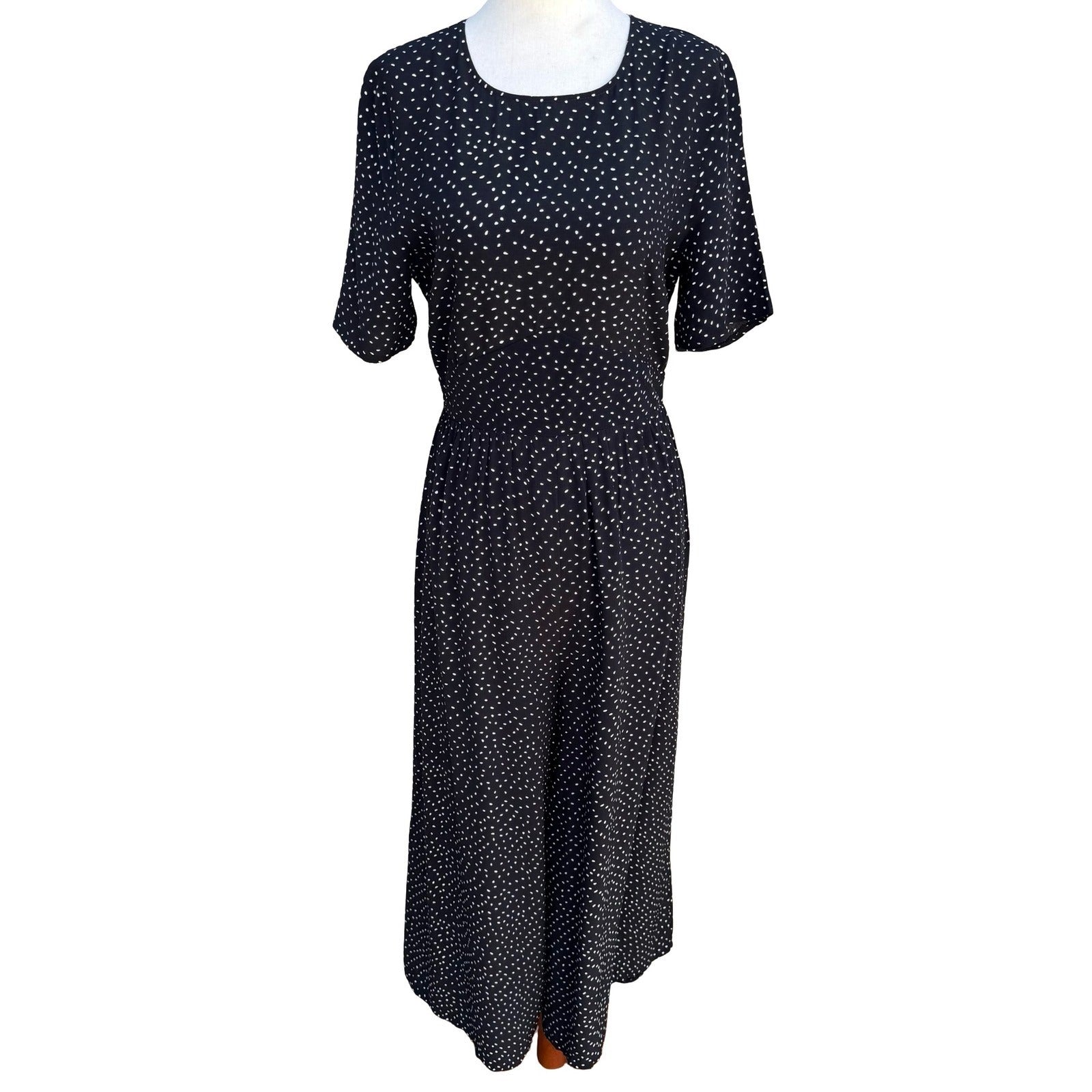 ASOS Black Polka Dot Open Back Wide Leg Flowy Jumpsuit US 6 NEW French Girl Chic