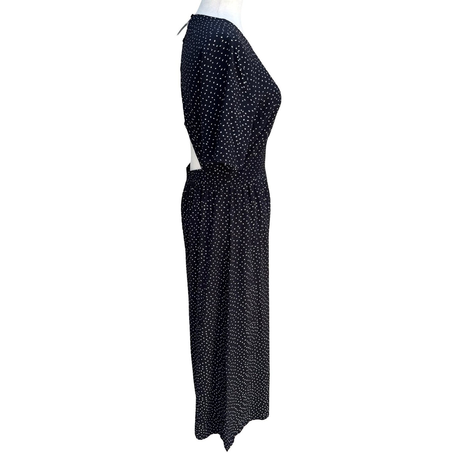ASOS Black Polka Dot Open Back Wide Leg Flowy Jumpsuit US 6 NEW French Girl Chic