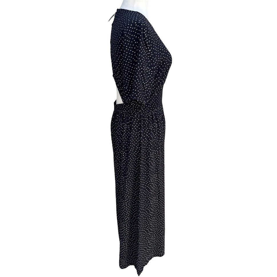 ASOS Black Polka Dot Open Back Wide Leg Flowy Jumpsuit US 6 NEW French Girl Chic