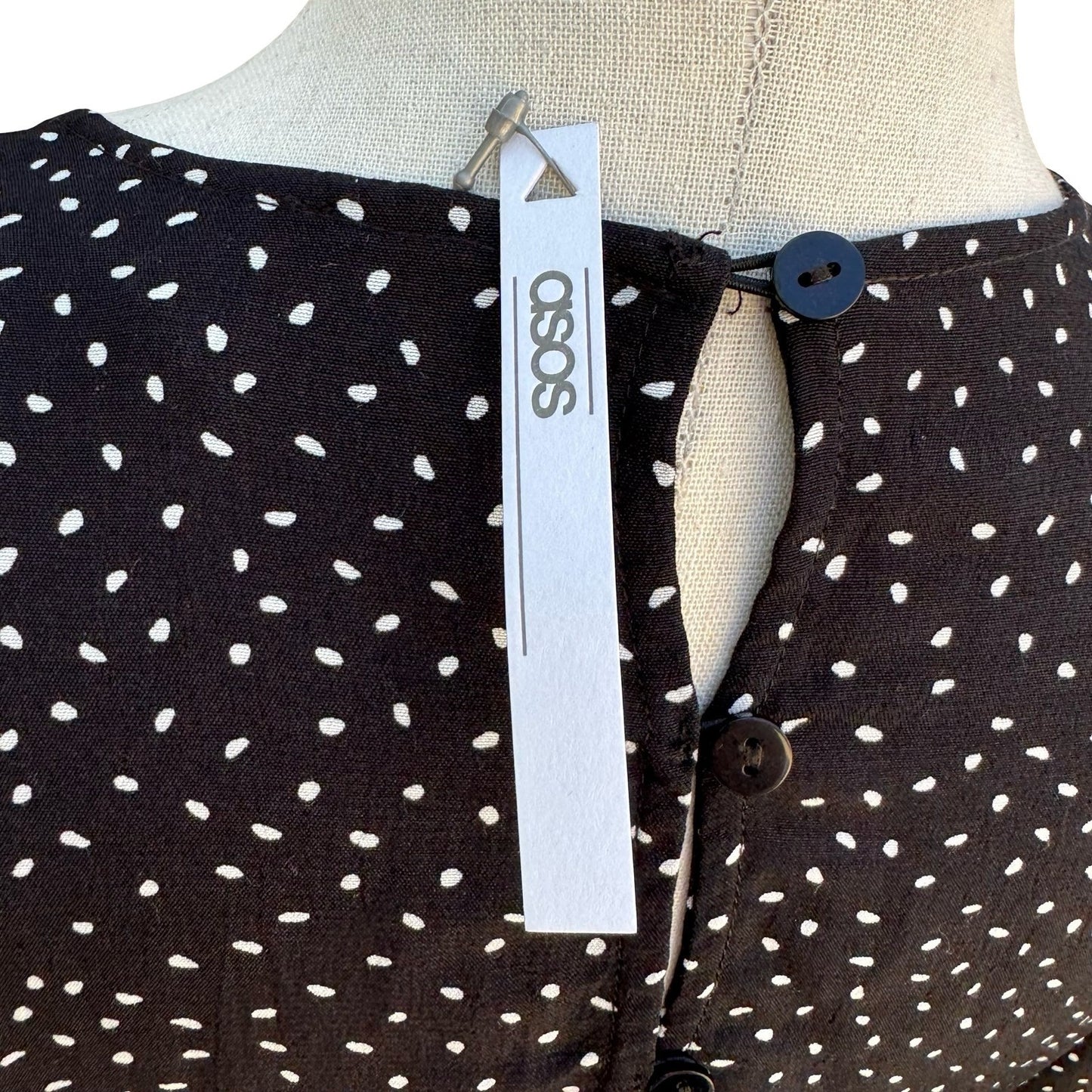 ASOS Black Polka Dot Open Back Wide Leg Flowy Jumpsuit US 6 NEW French Girl Chic