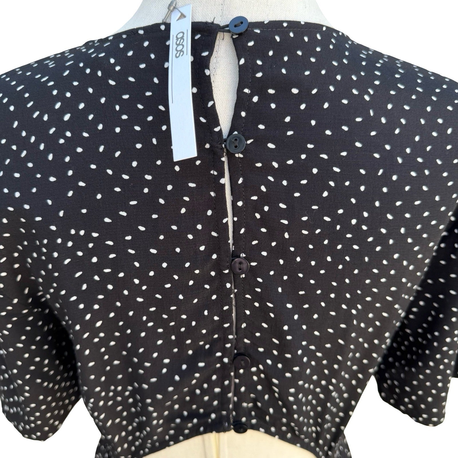 ASOS Black Polka Dot Open Back Wide Leg Flowy Jumpsuit US 6 NEW French Girl Chic