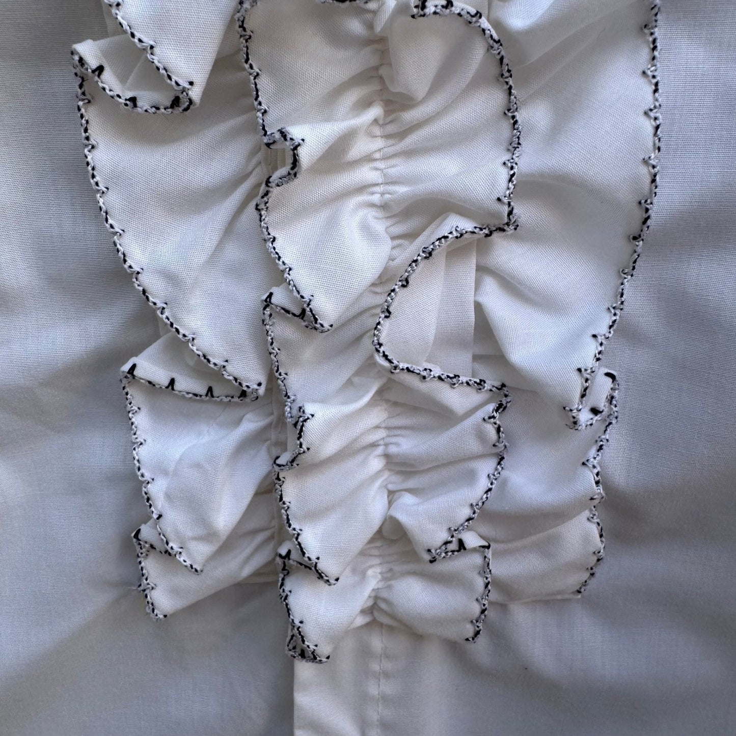 Delton Vintage 70s Ruffle Kitsch Formal Tuxedo Shirt Disco Prom Pirate Mens L