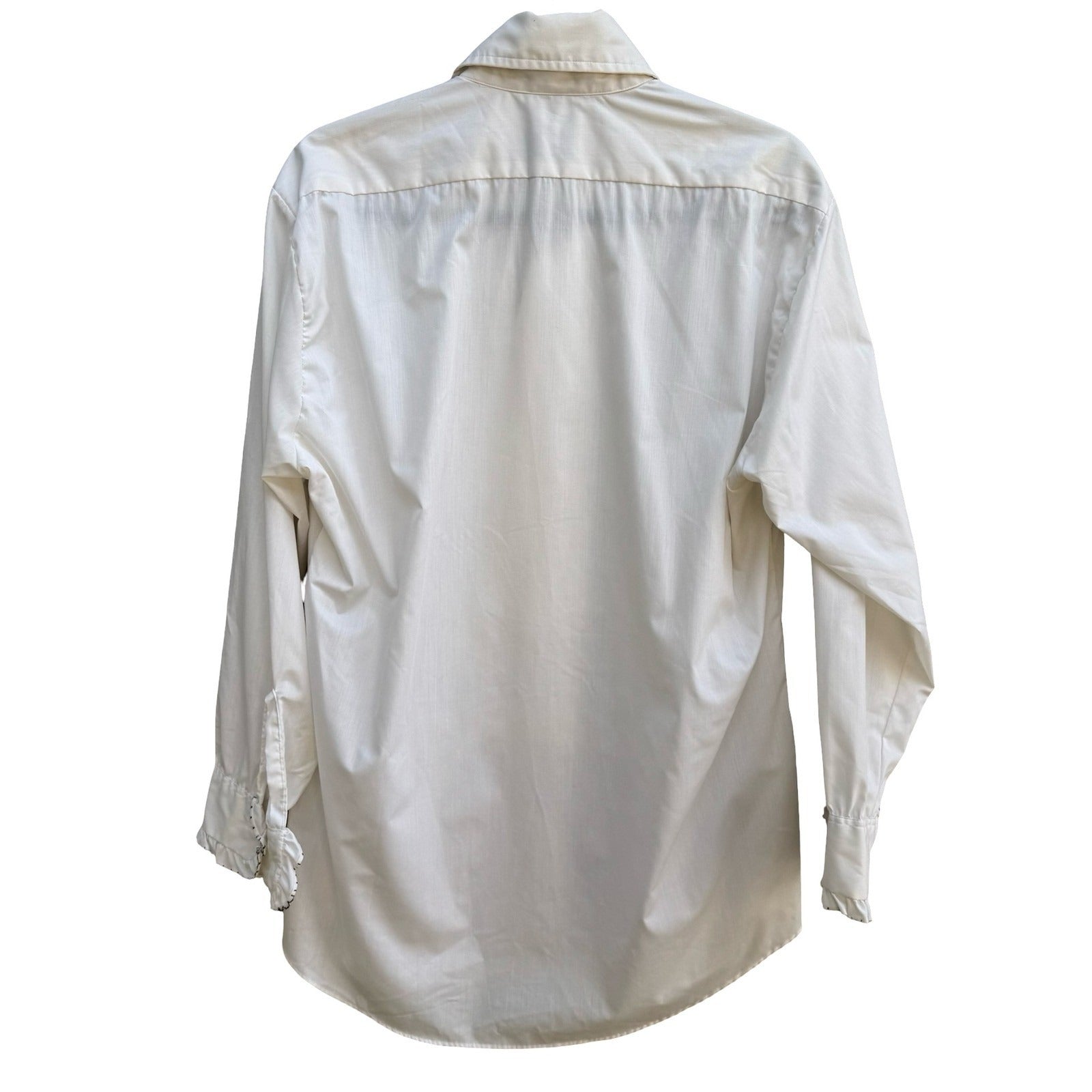 Delton Vintage 70s Ruffle Kitsch Formal Tuxedo Shirt Disco Prom Pirate Mens L