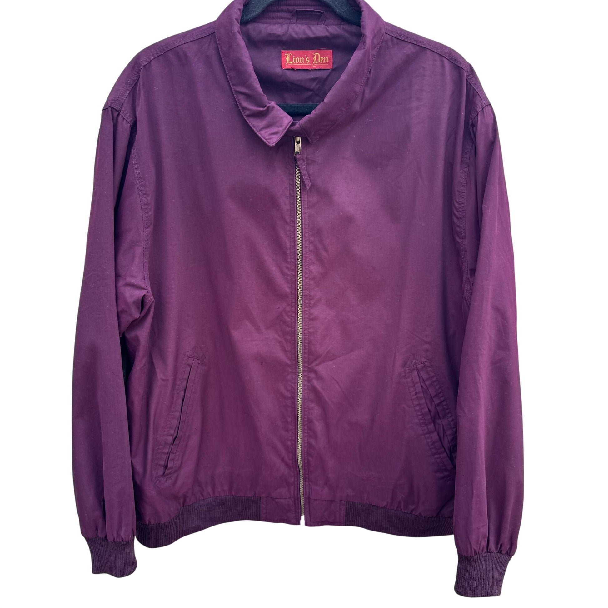 Lions Den Vintage 80s Mens Burgundy Full Zip Bomber Jacket Streetwear Athleisure