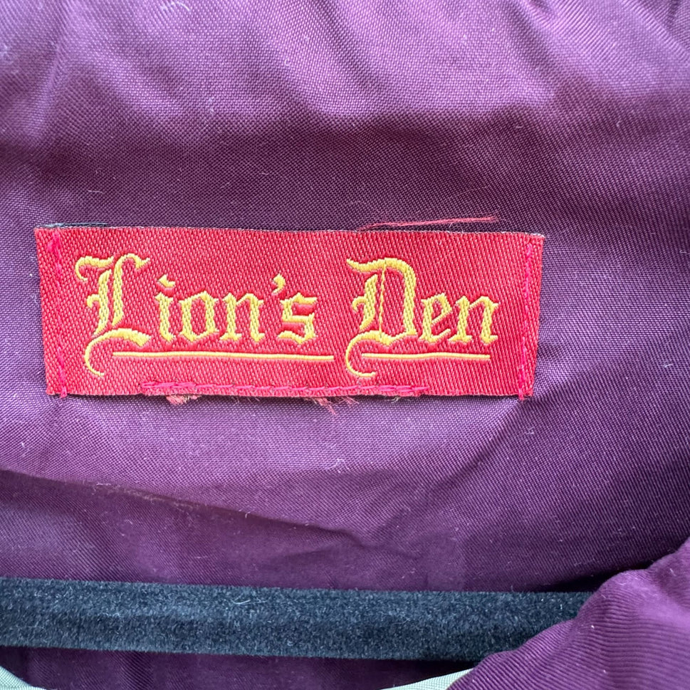 Lions Den Vintage 80s Mens Burgundy Full Zip Bomber Jacket Streetwear Athleisure