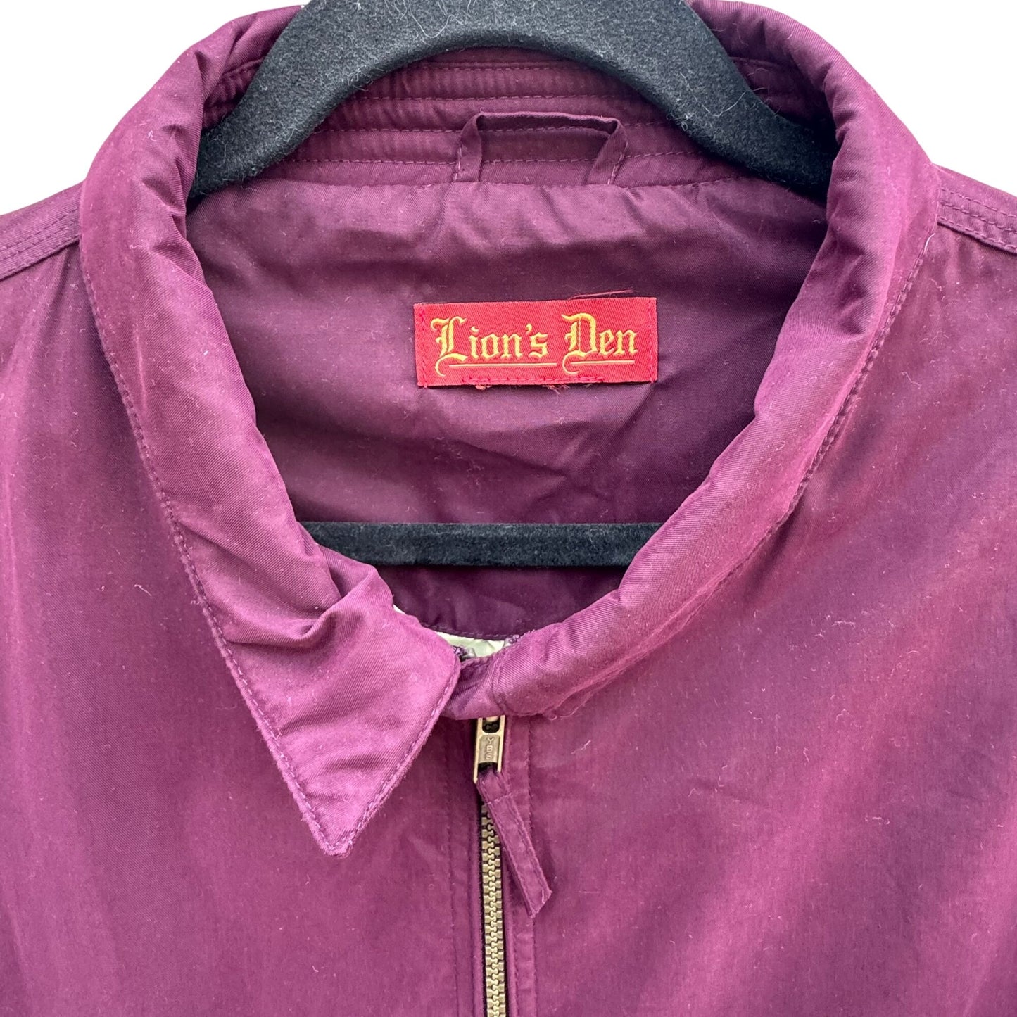 Lions Den Vintage 80s Mens Burgundy Full Zip Bomber Jacket Streetwear Athleisure