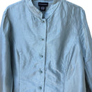Switch Sutton Studio Womens 14 Blue 100% Silk Mandarin Collar Crinkle Tunic Jacket 3 image