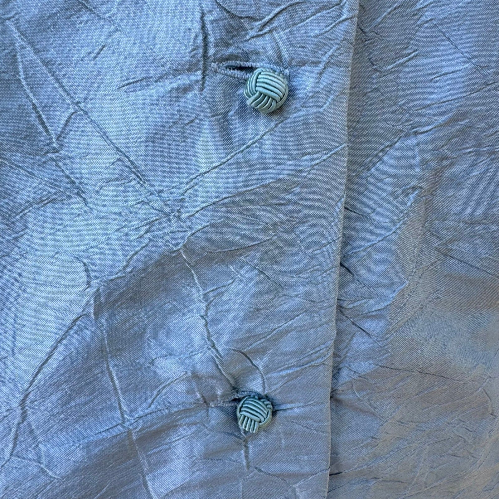 Sutton Studio Womens 14 Blue 100% Silk Mandarin Collar Crinkle Tunic Jacket