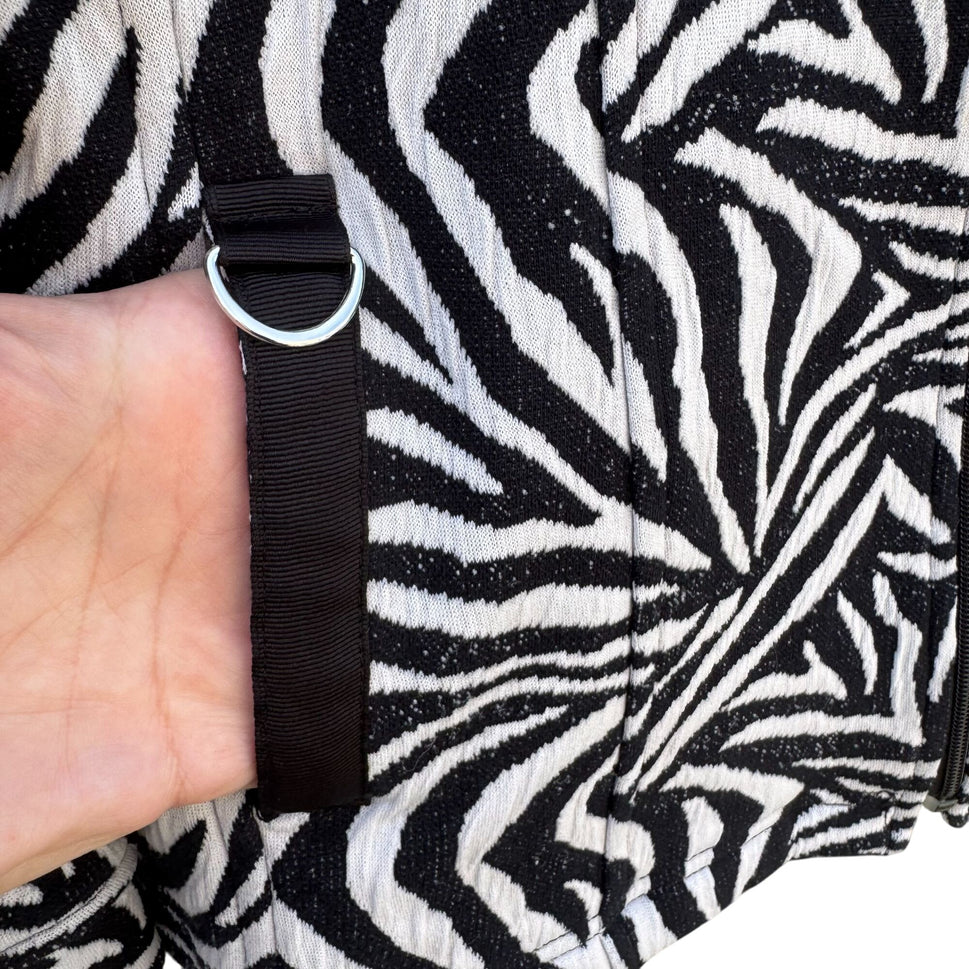 Raphael Sport Womens Zebra Print Full-Zip High Neck Casual Lightweight Jacket L